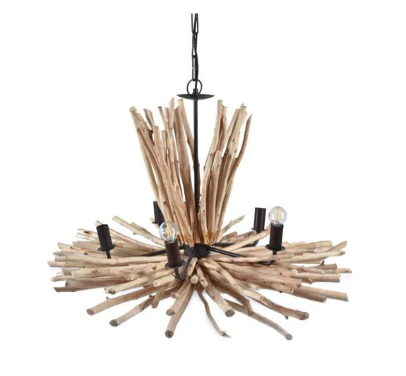5 Light Driftwood Chandelier - Wood/Metal - UE04 - Available In-Store Only