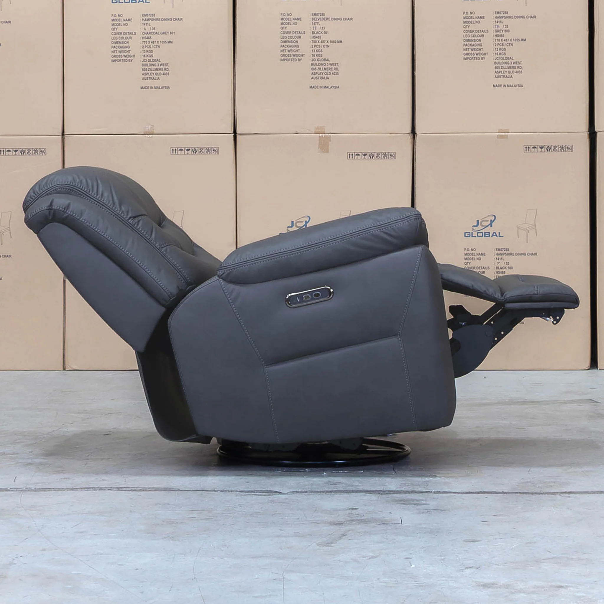 Airlie Electric Swivel Glider Recliner - Charcoal - Image 4