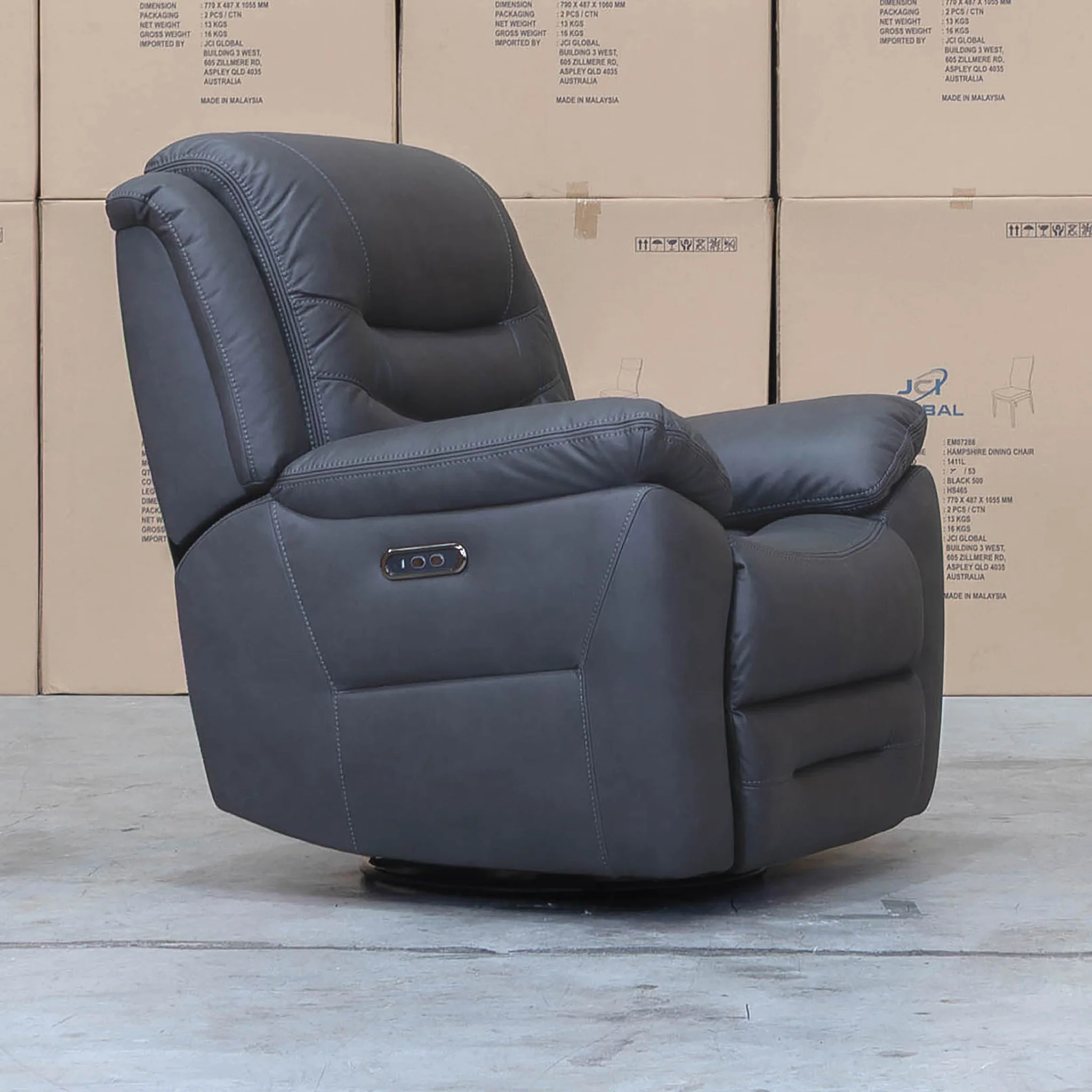 Airlie Electric Swivel Glider Recliner - Charcoal - Image 8