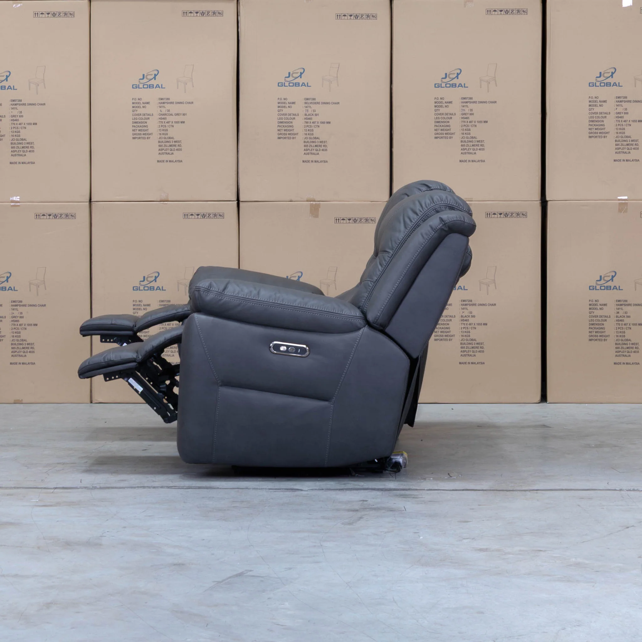Airlie Three Seat Electric Recliner Lounge - Charcoal - Image 10