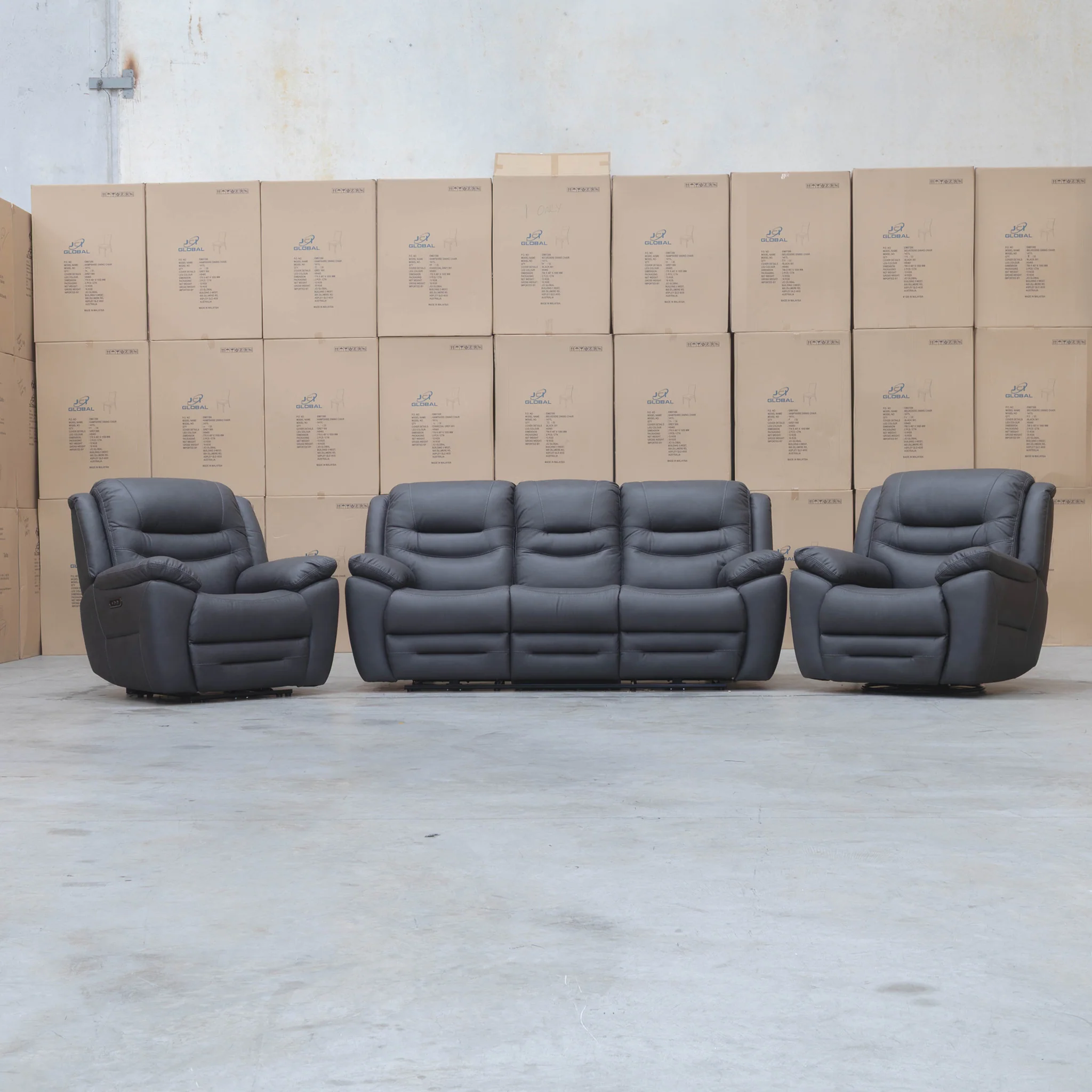 Airlie Three Seat Electric Recliner Lounge - Charcoal - Image 12