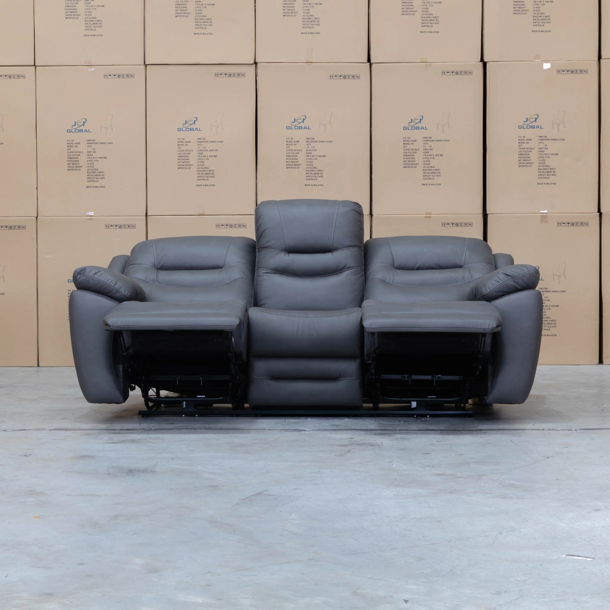 Airlie Three Seat Electric Recliner Lounge - Charcoal - Image 3