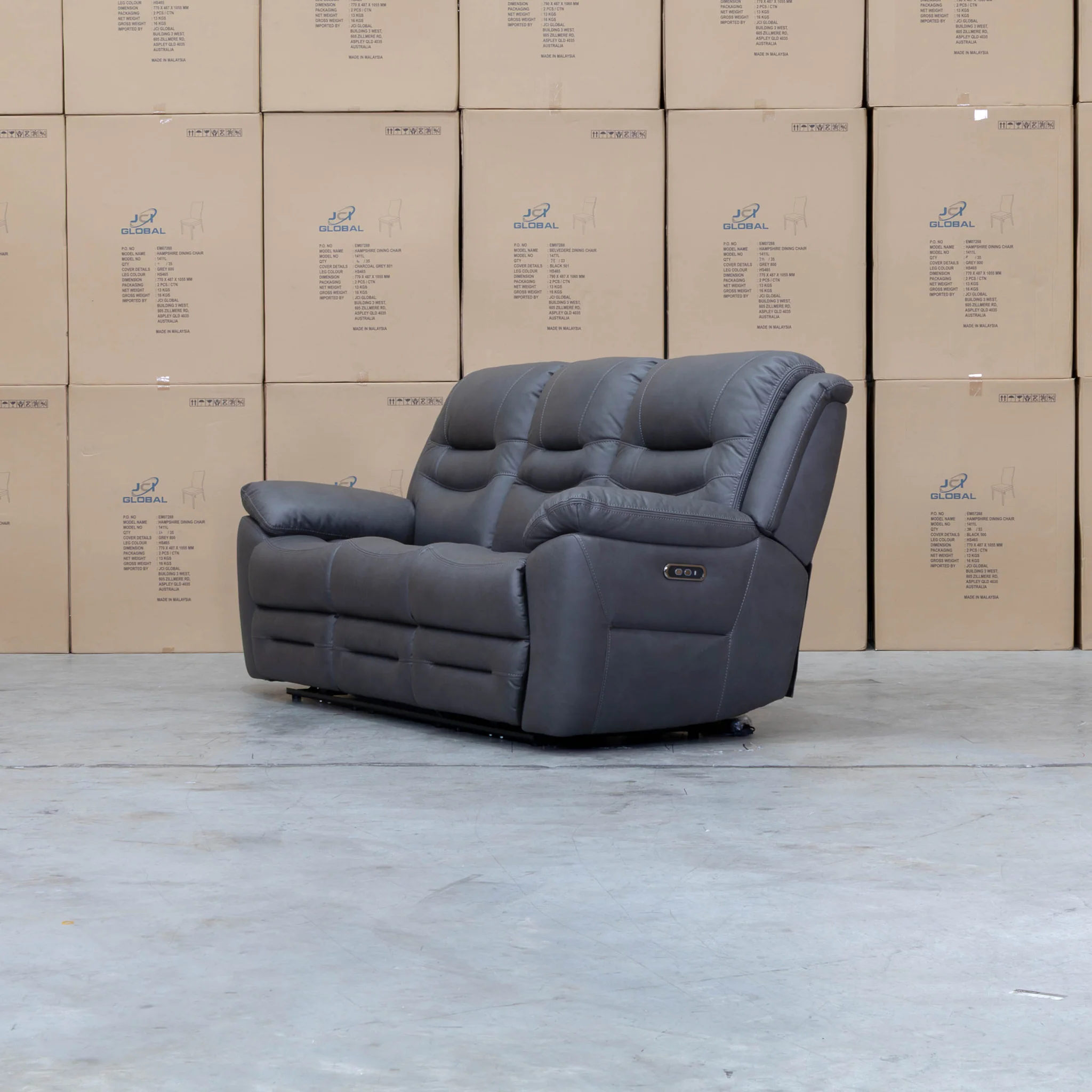 Airlie Three Seat Electric Recliner Lounge - Charcoal - Image 5