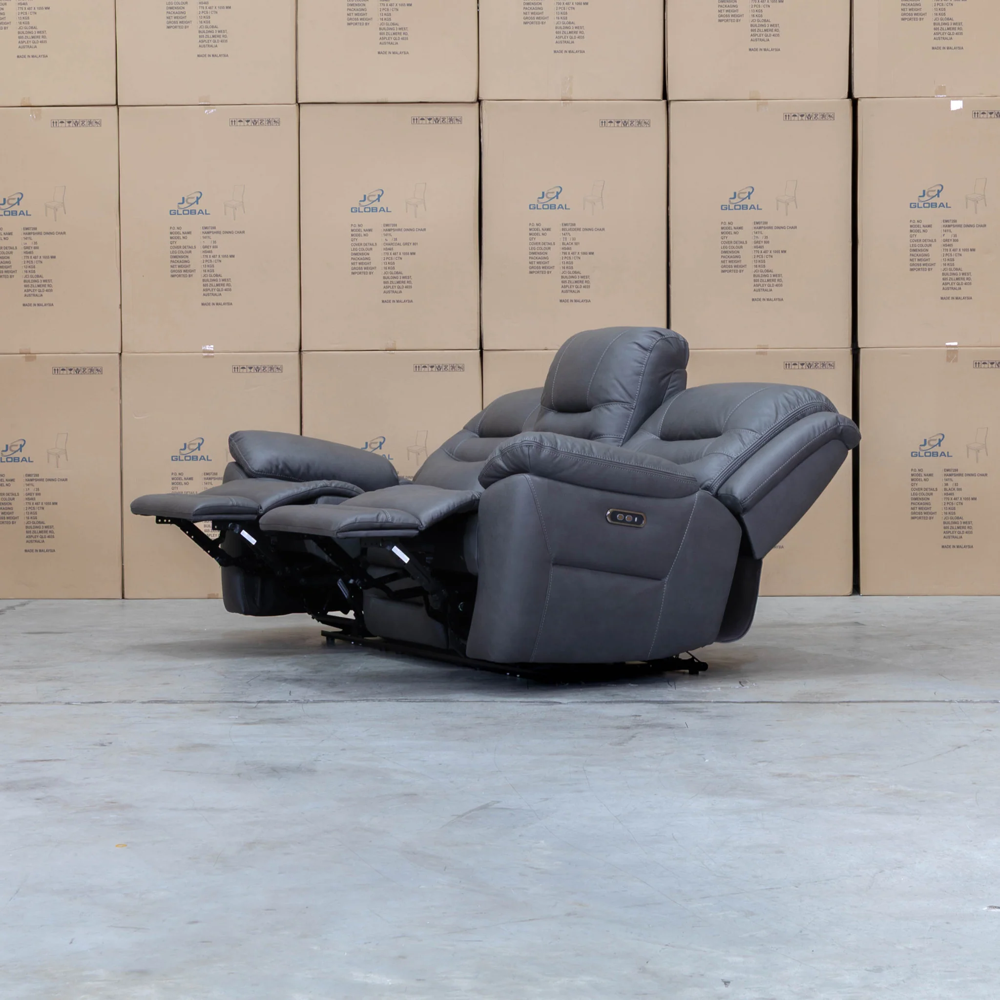 Airlie Three Seat Electric Recliner Lounge - Charcoal - Image 7