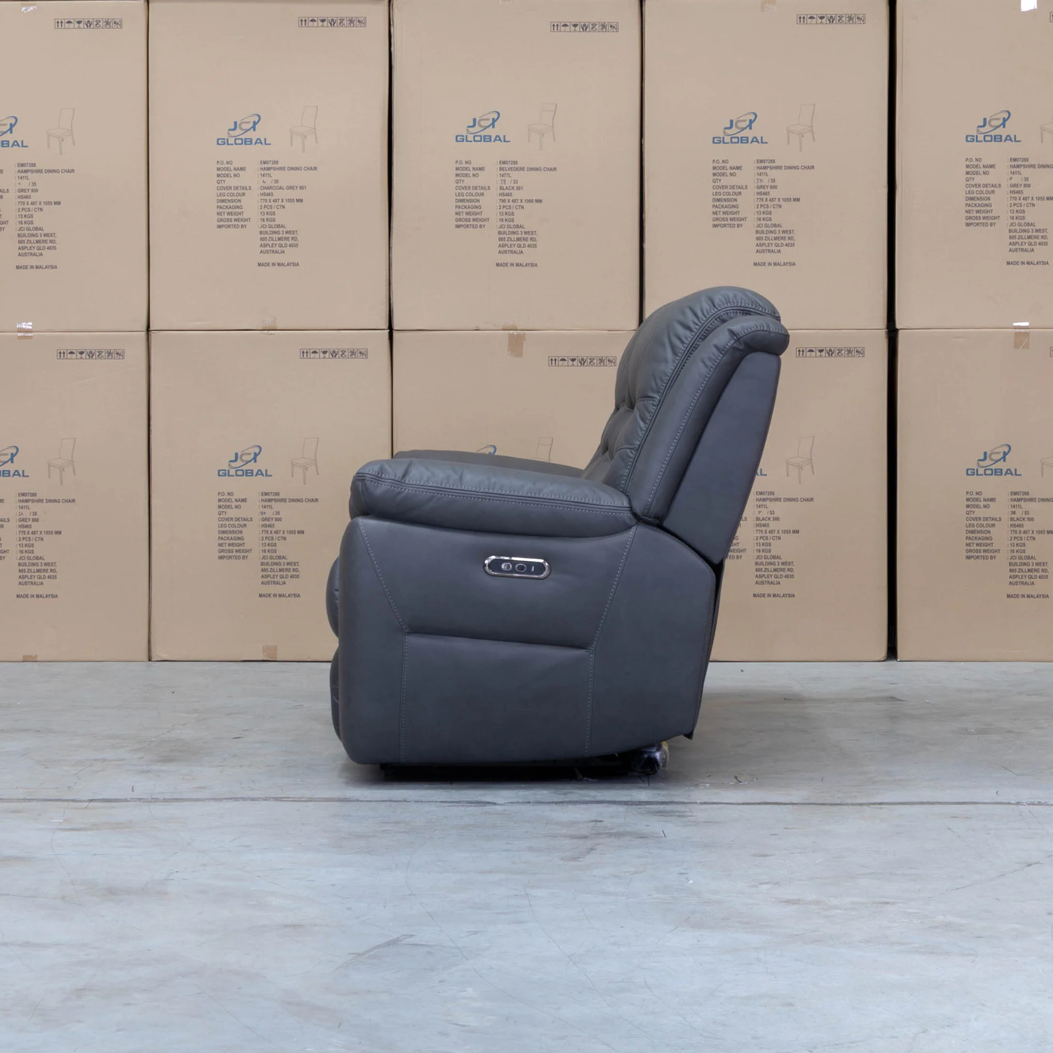 Airlie Three Seat Electric Recliner Lounge - Charcoal - Image 8