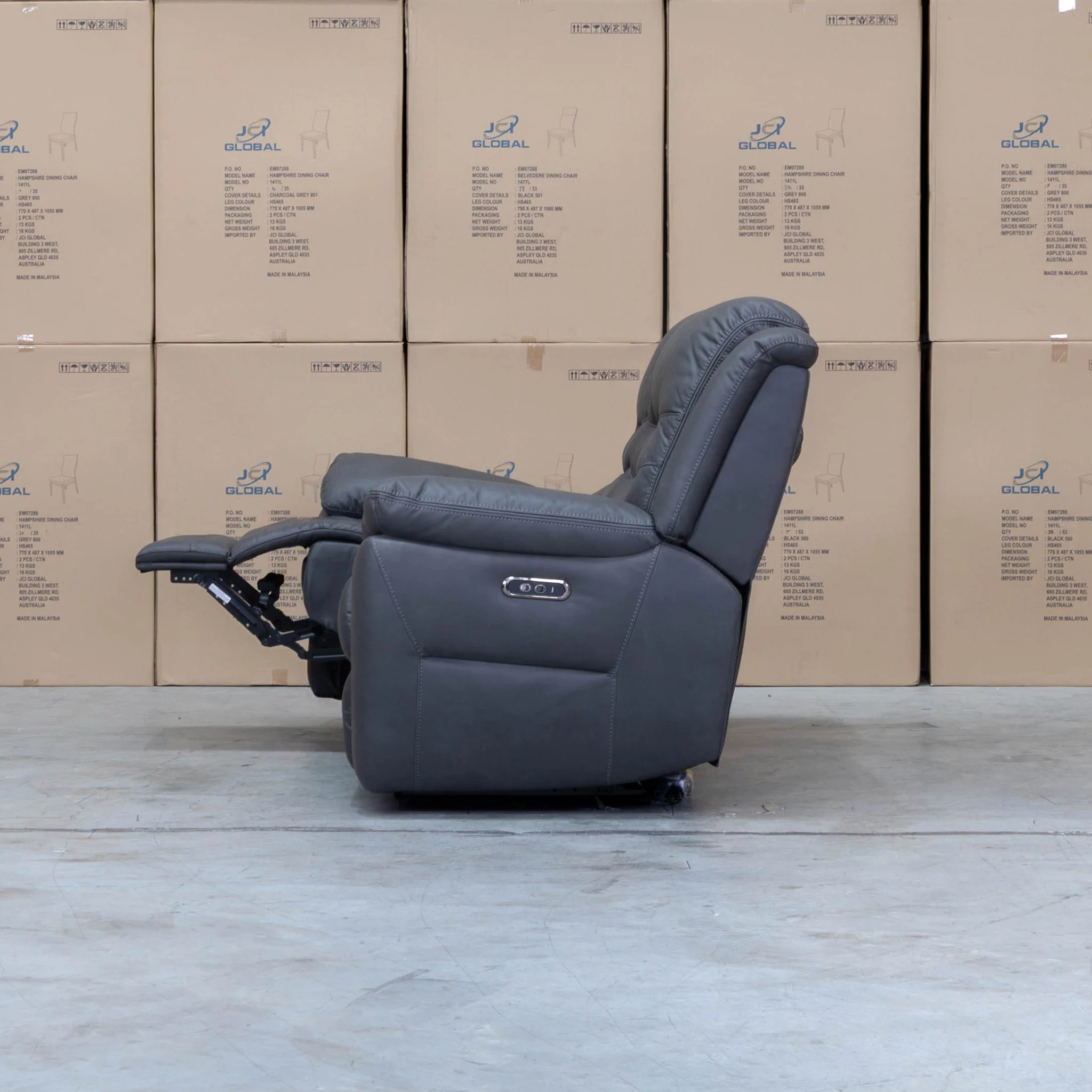 Airlie Three Seat Electric Recliner Lounge - Charcoal - Image 9