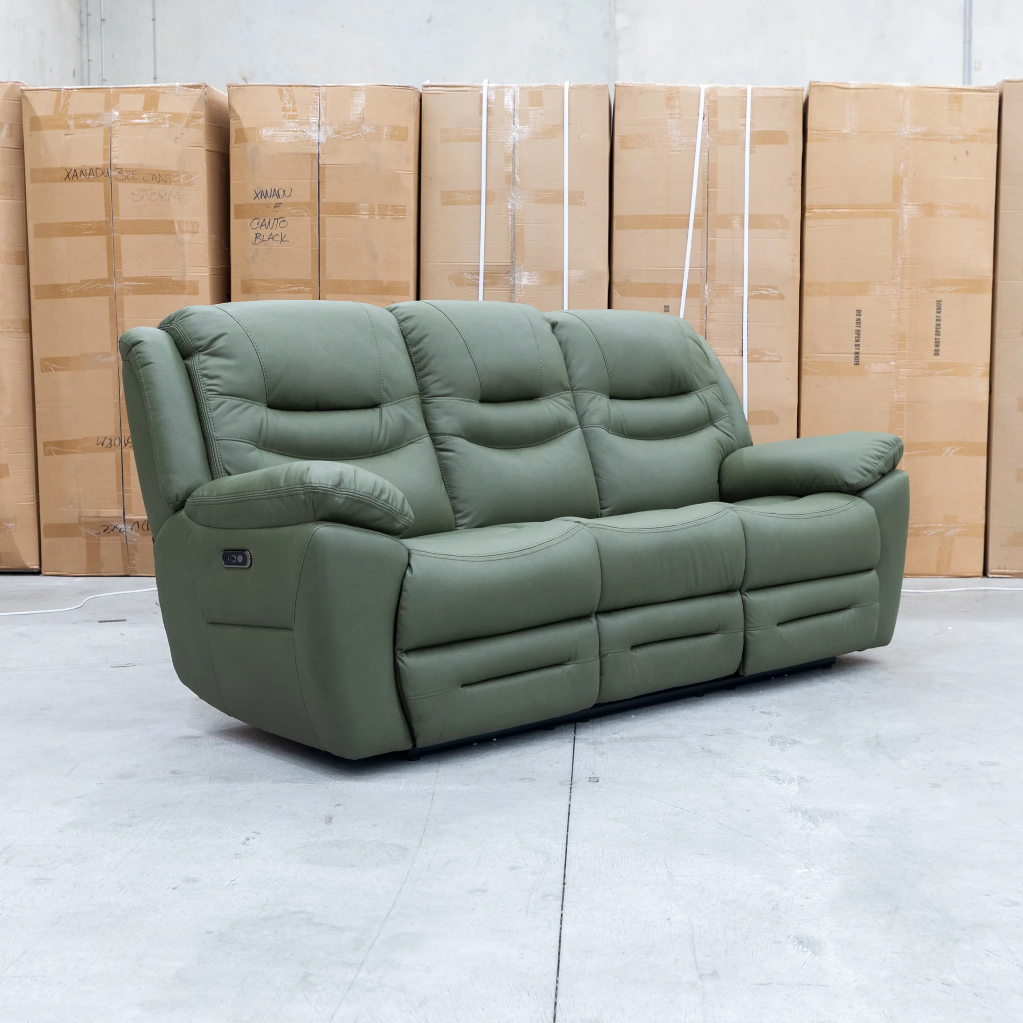 Airlie Three Seat Electric Recliner Lounge - Moss - Image 6