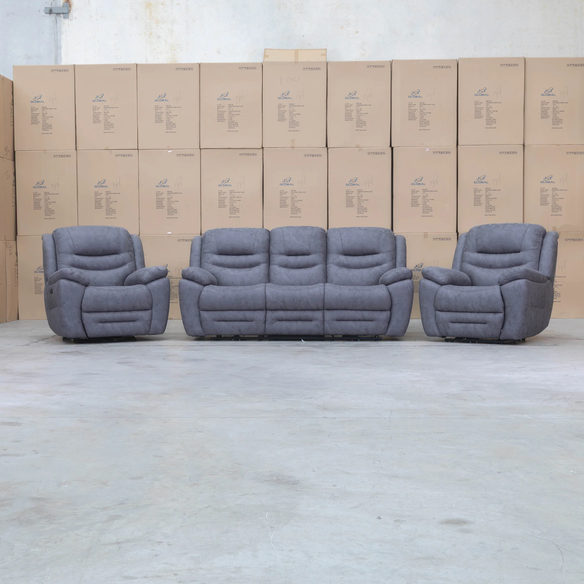 Airlie Three Seat Electric Recliner Lounge - Slate - Image 15