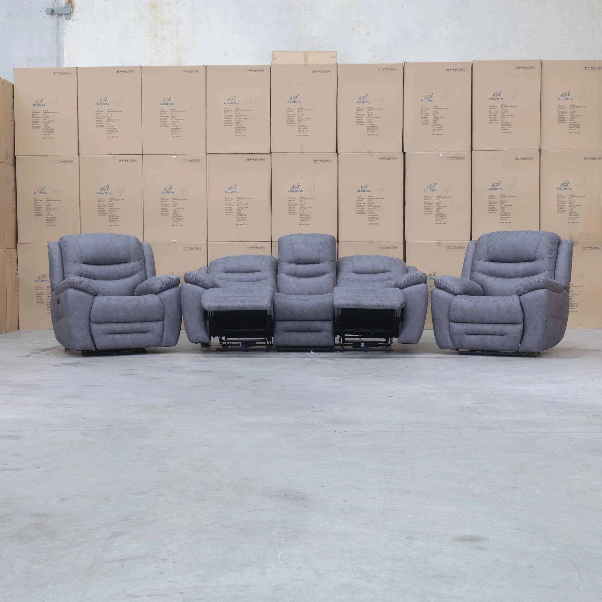 Airlie Three Seat Electric Recliner Lounge - Slate - Image 16