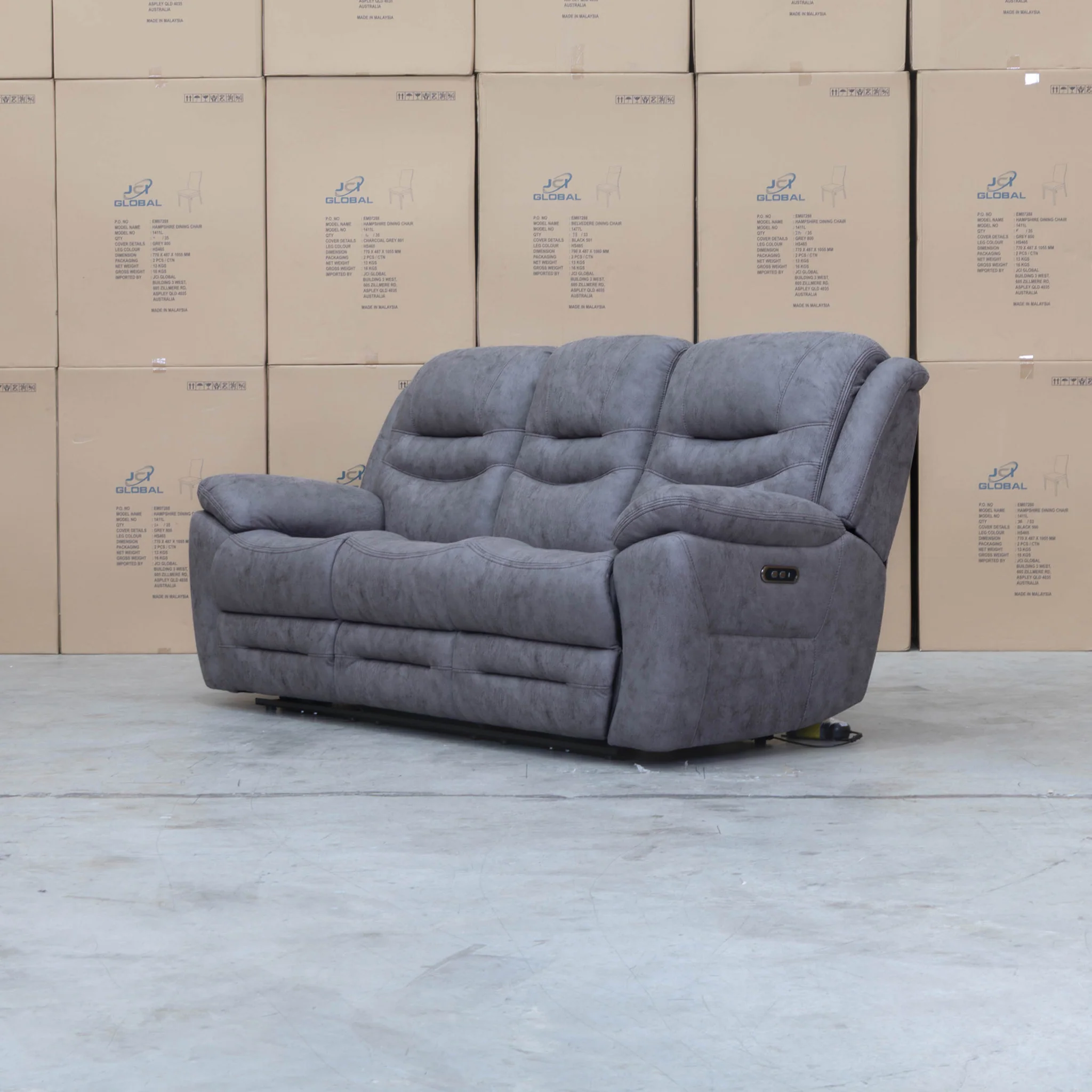 Airlie Three Seat Electric Recliner Lounge - Slate - Image 4