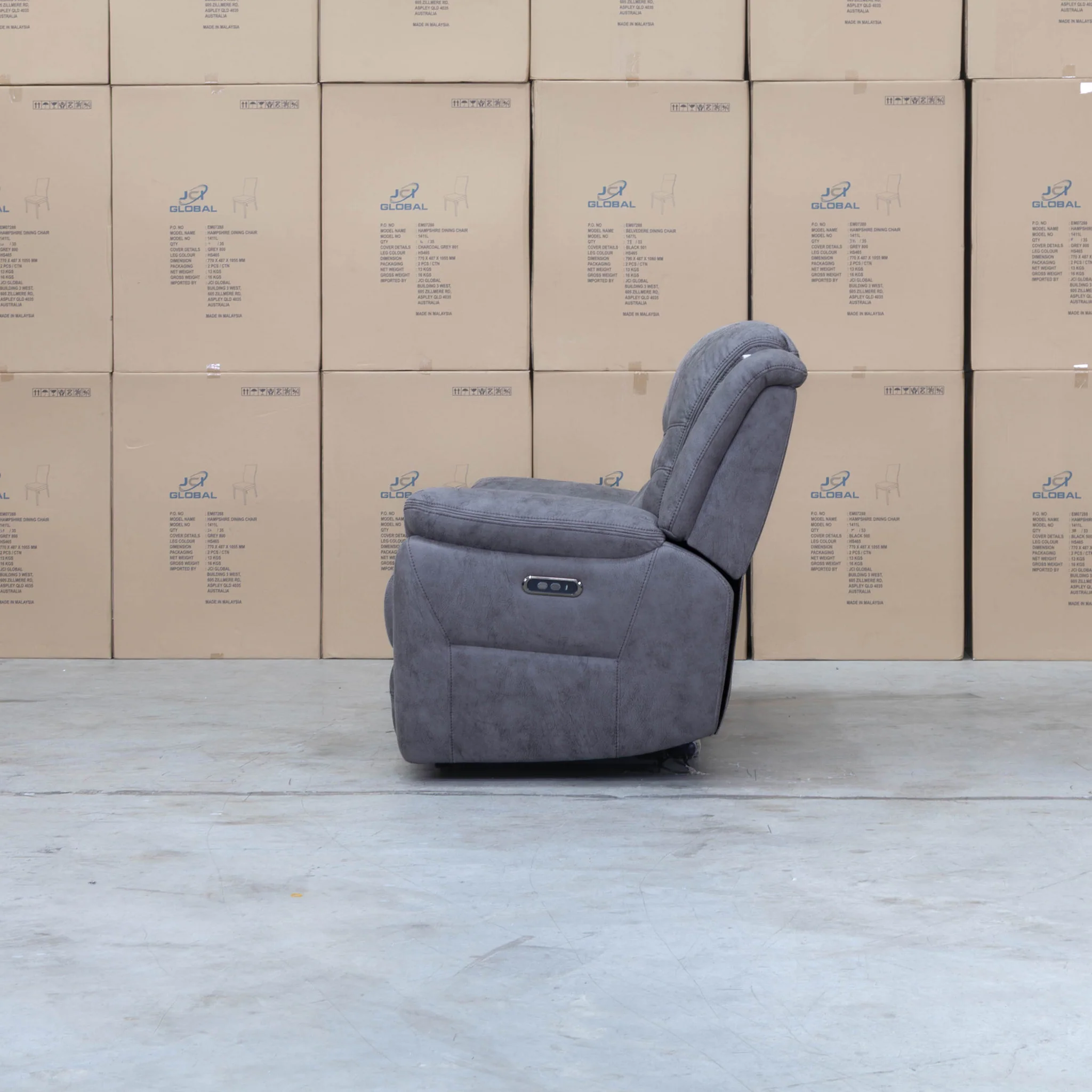 Airlie Three Seat Electric Recliner Lounge - Slate - Image 9