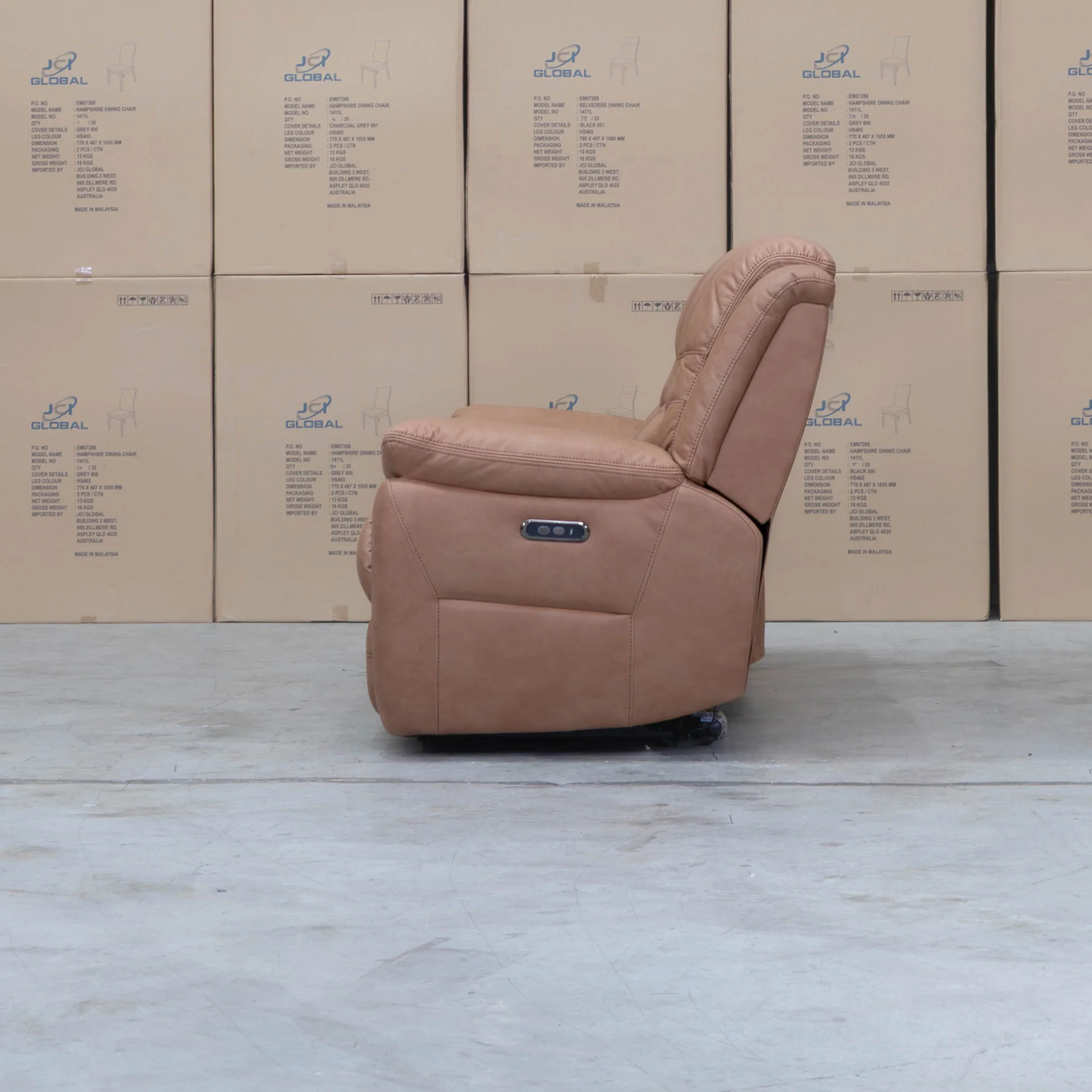 Airlie Three Seat Electric Recliner Lounge - Tan - Image 10