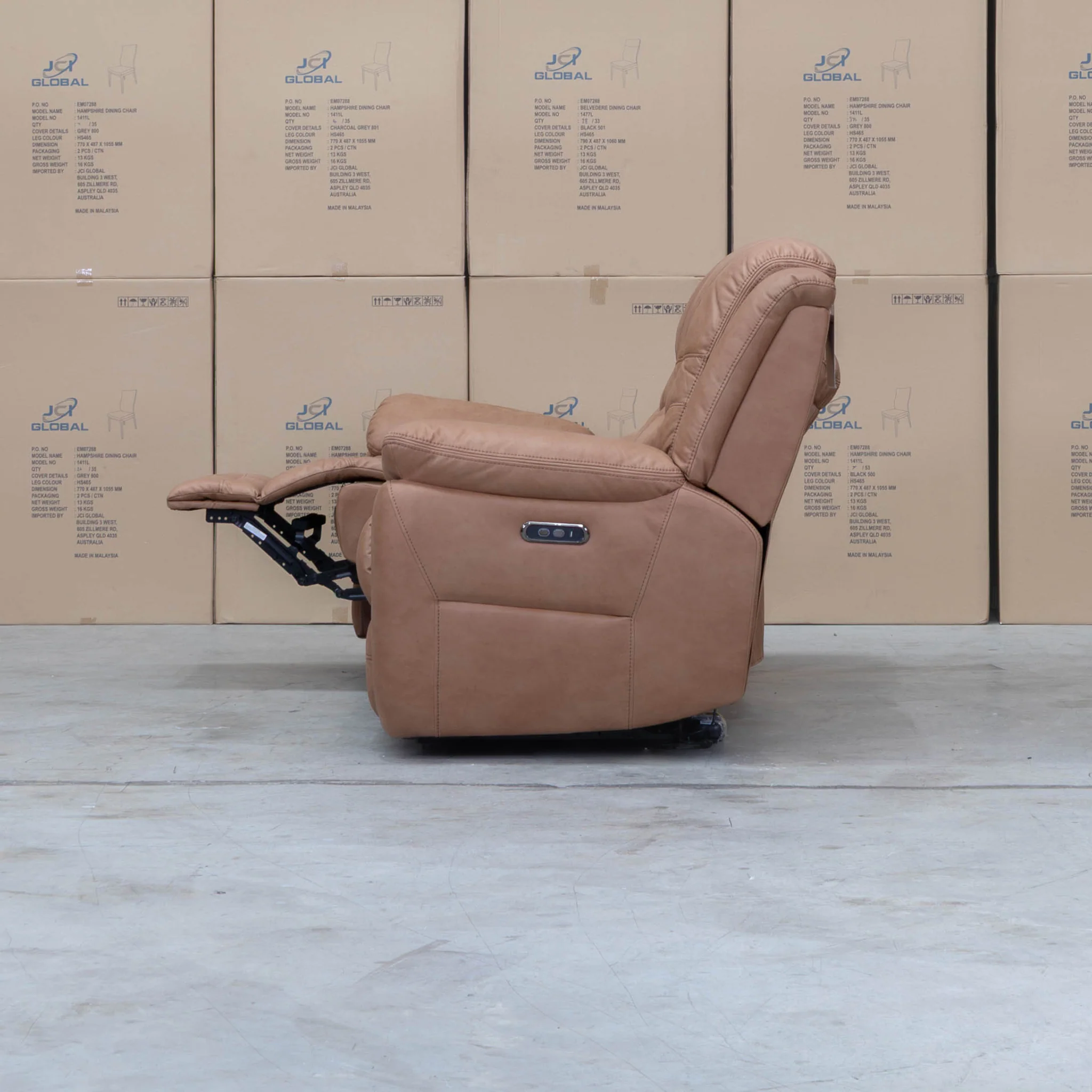 Airlie Three Seat Electric Recliner Lounge - Tan - Image 11