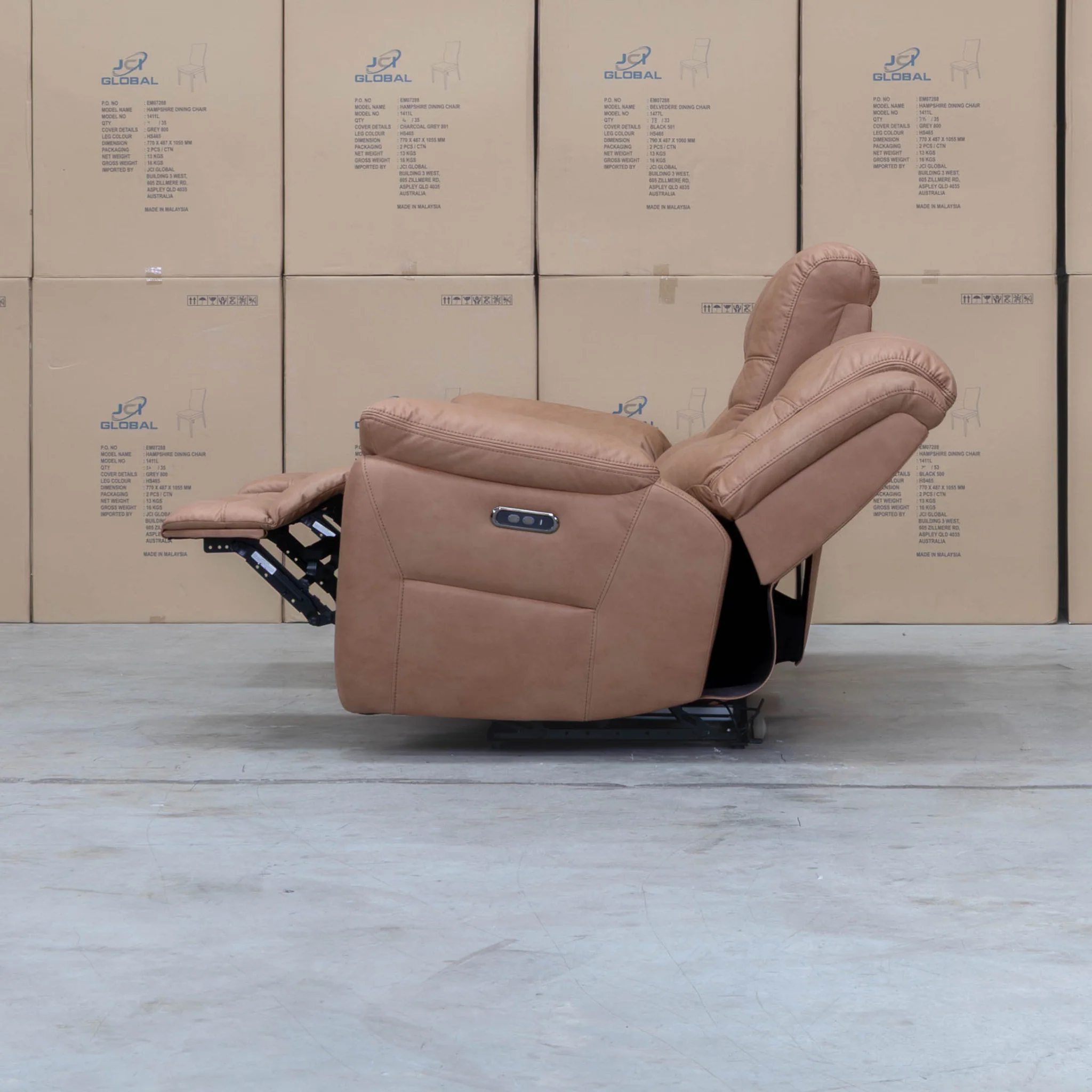 Airlie Three Seat Electric Recliner Lounge - Tan - Image 13
