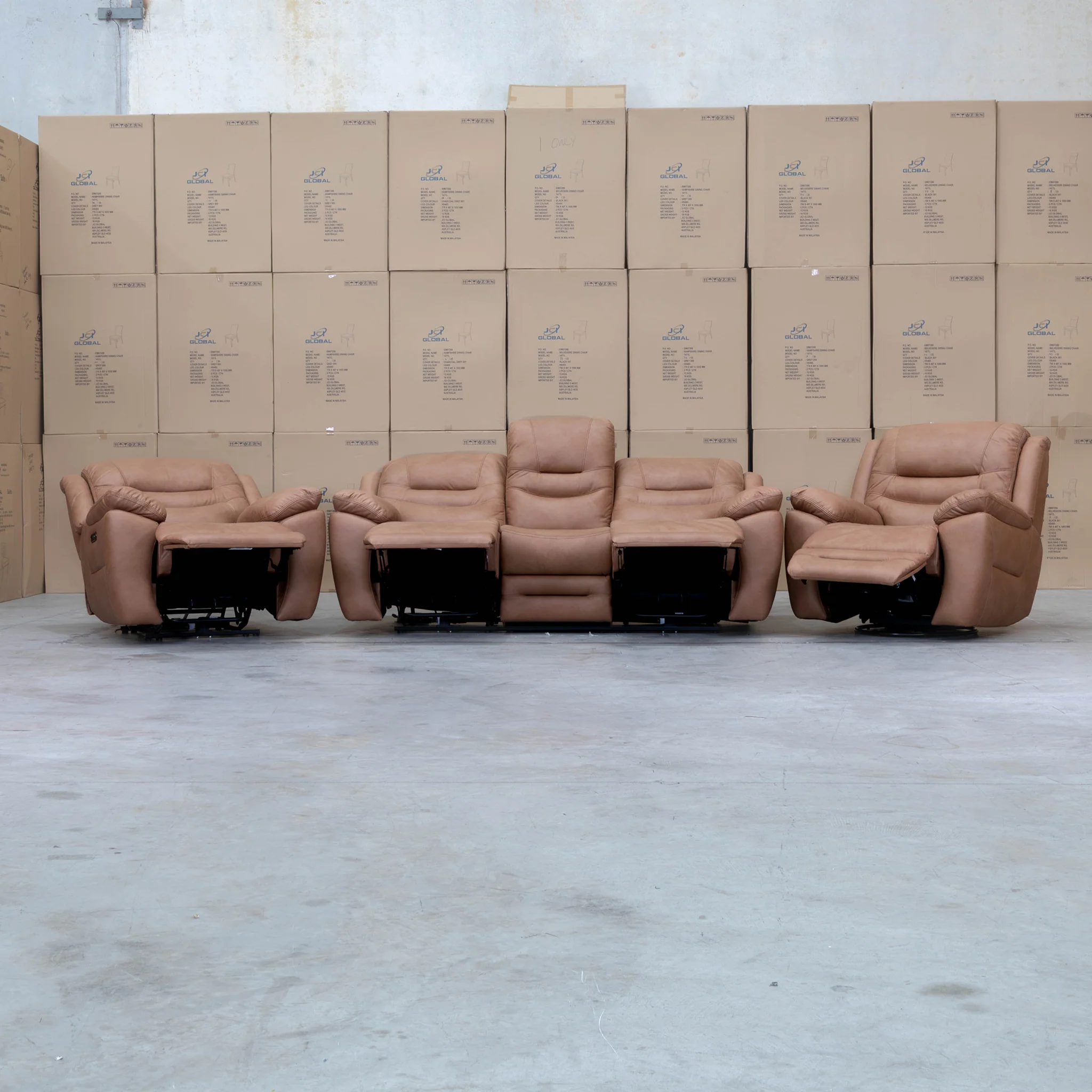 Airlie Three Seat Electric Recliner Lounge - Tan - Image 16