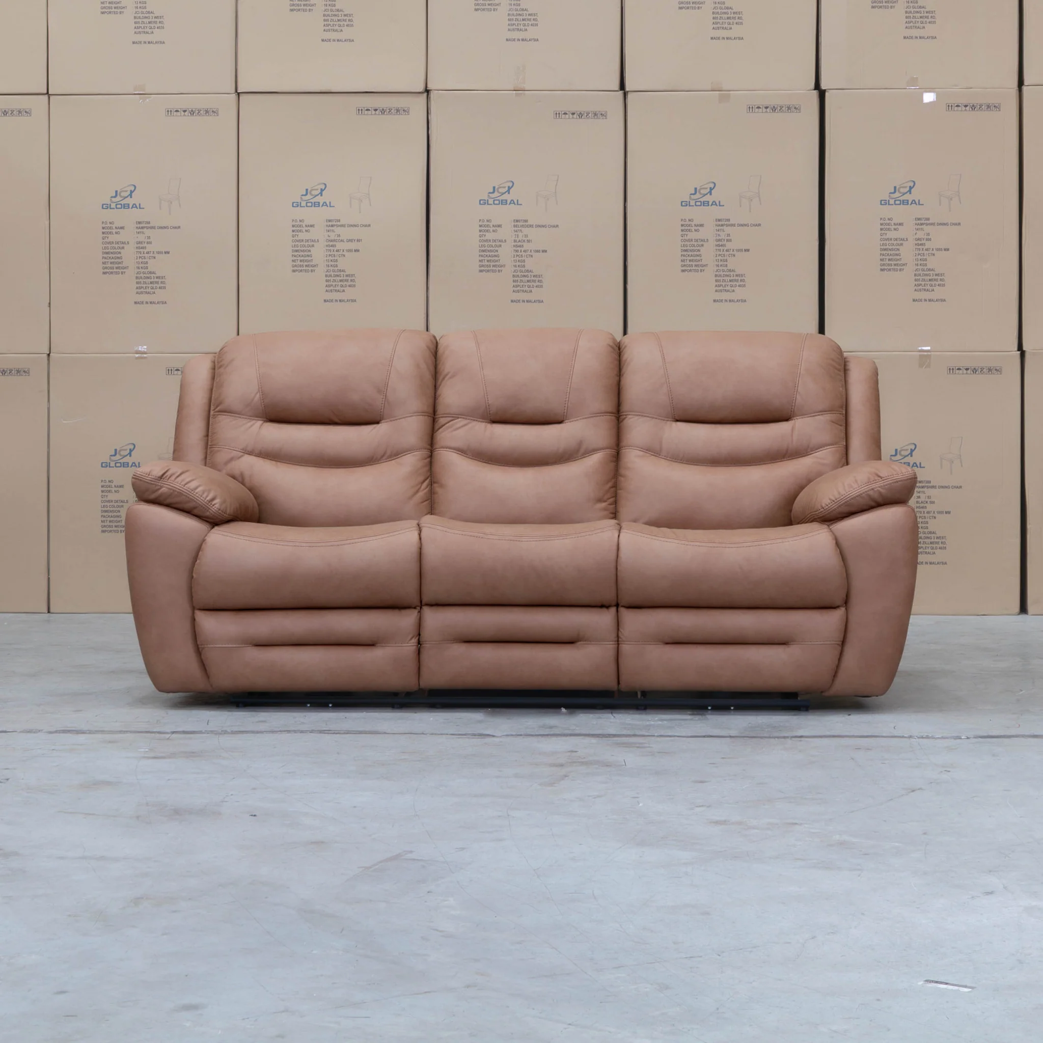 Airlie Three Seat Electric Recliner Lounge - Tan - Image 3