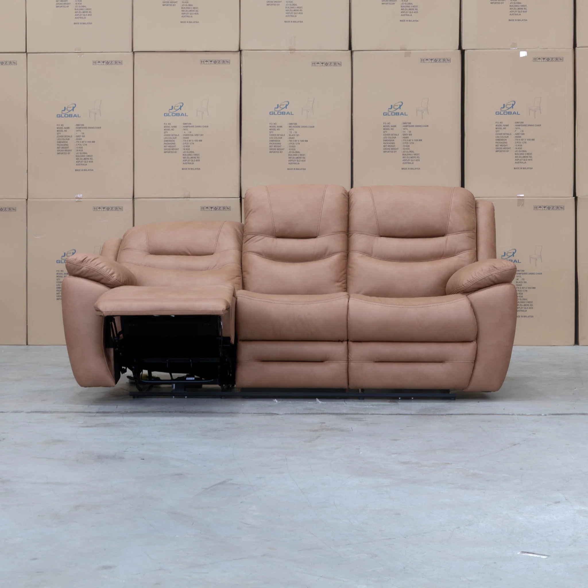 Airlie Three Seat Electric Recliner Lounge - Tan - Image 4
