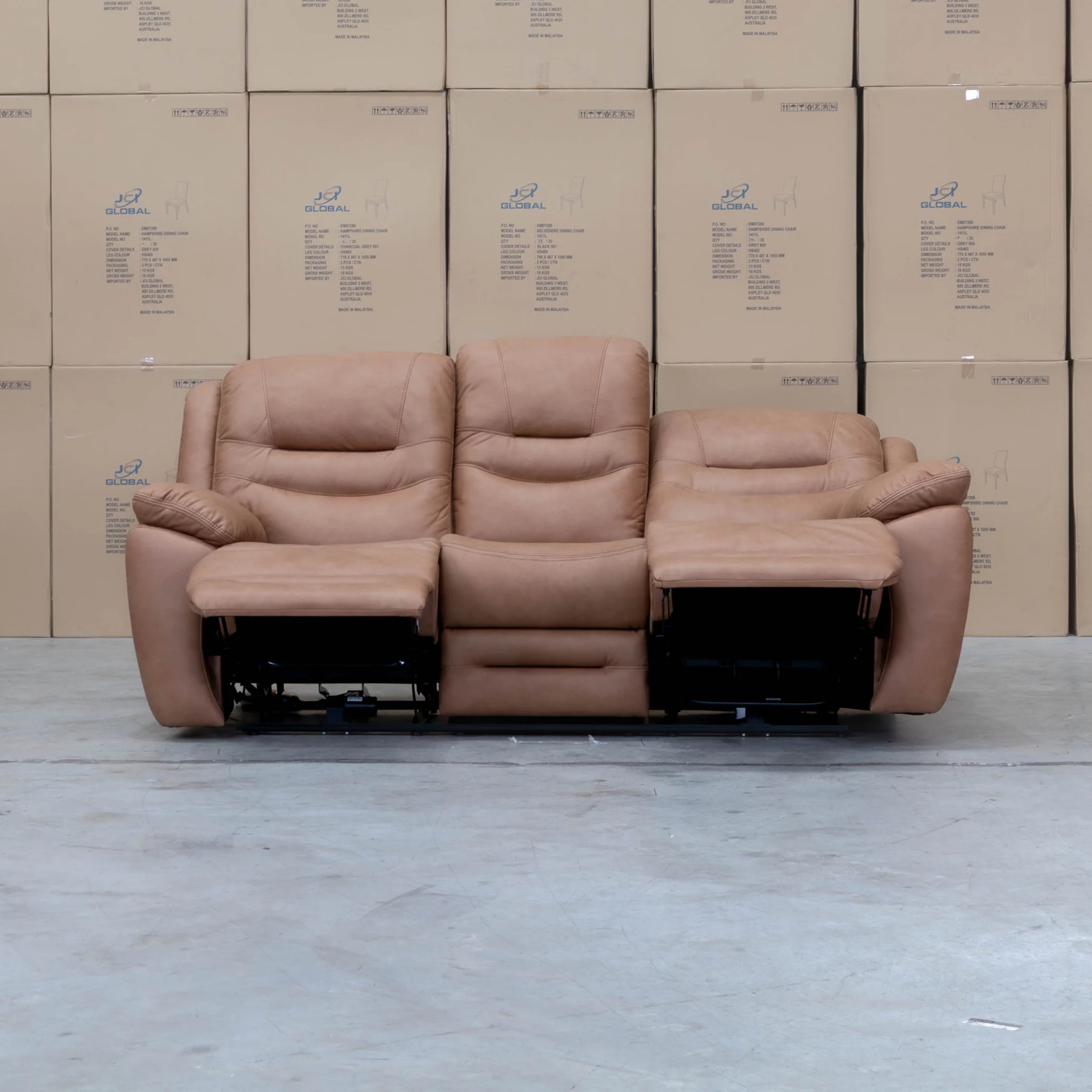Airlie Three Seat Electric Recliner Lounge - Tan - Image 5