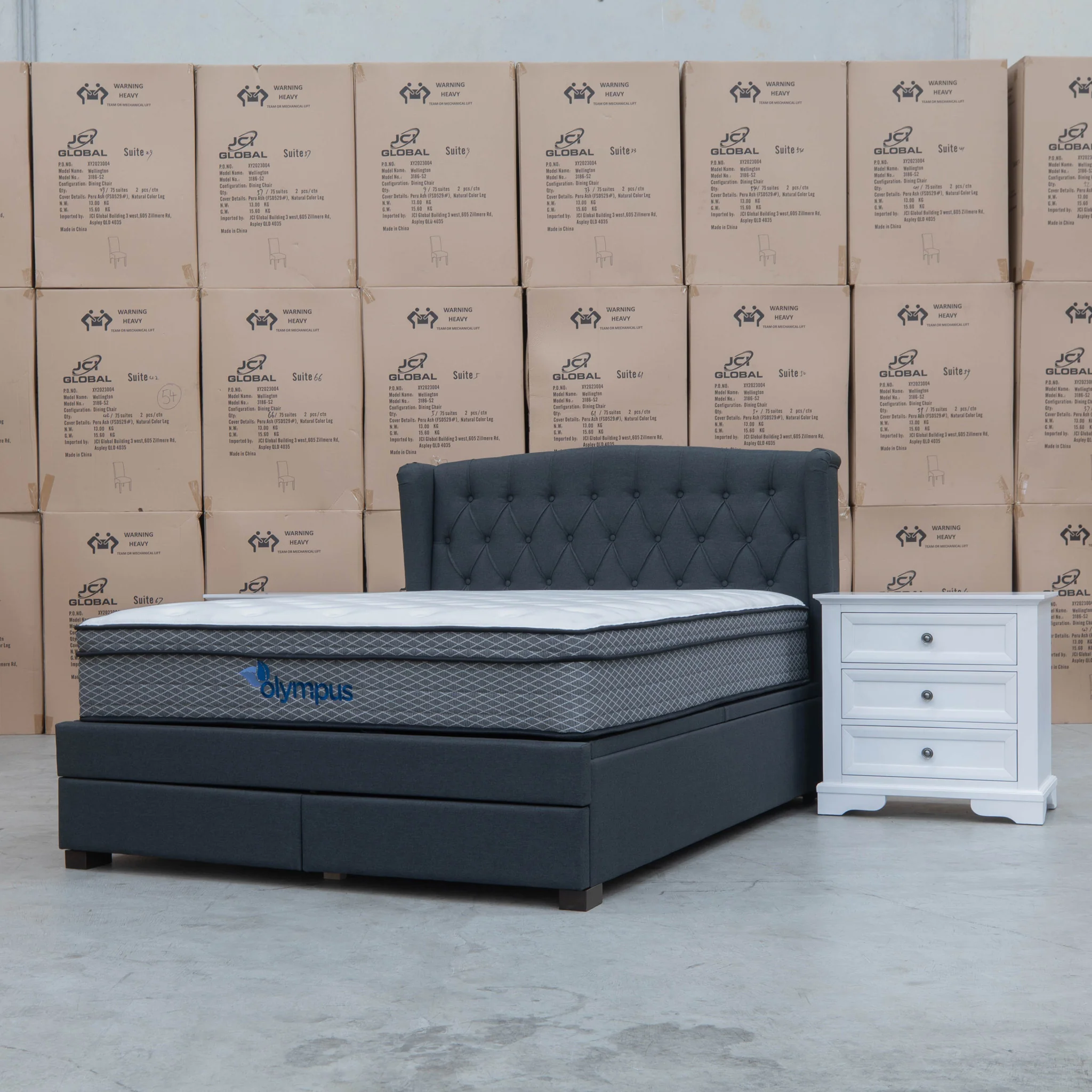 Amelia King Fabric Gas Lift Storage Drawer Bed - Charcoal - Available After 13th March - Image 3
