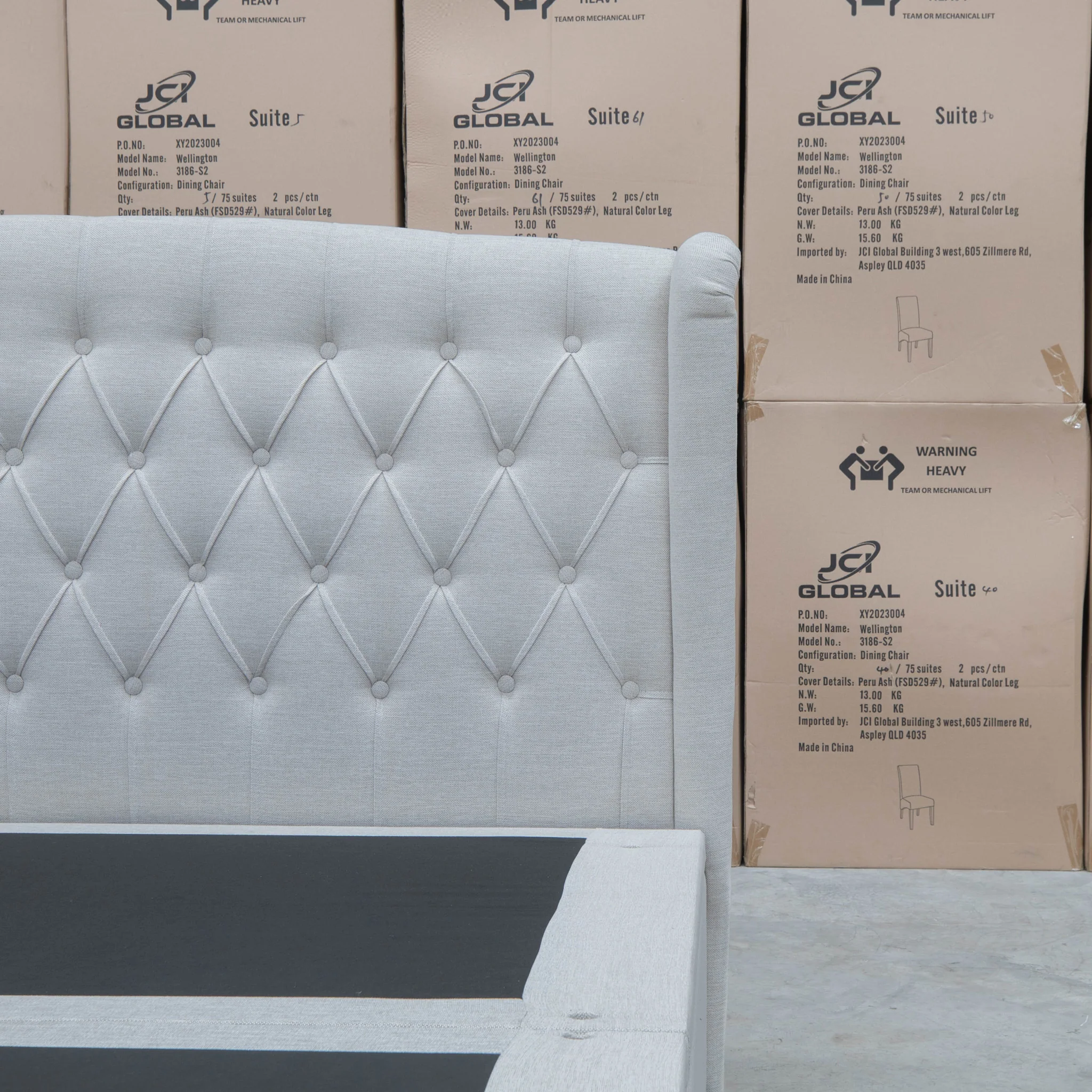 Amelia Queen Fabric Gas Lift Storage Drawer Bed - Oat White - Available After 13th March - Image 13