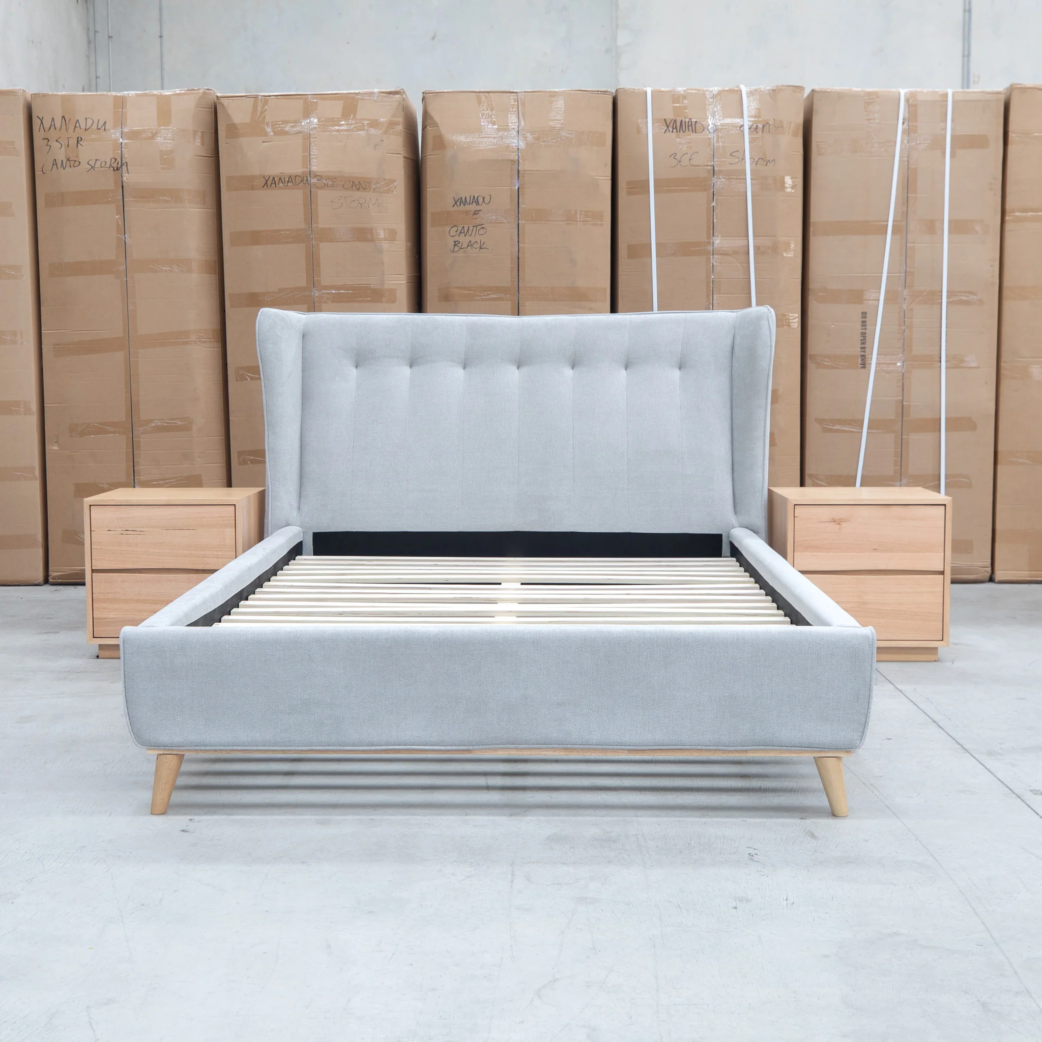 Aspen Double Upholstered Bed - Light Grey - Image 10