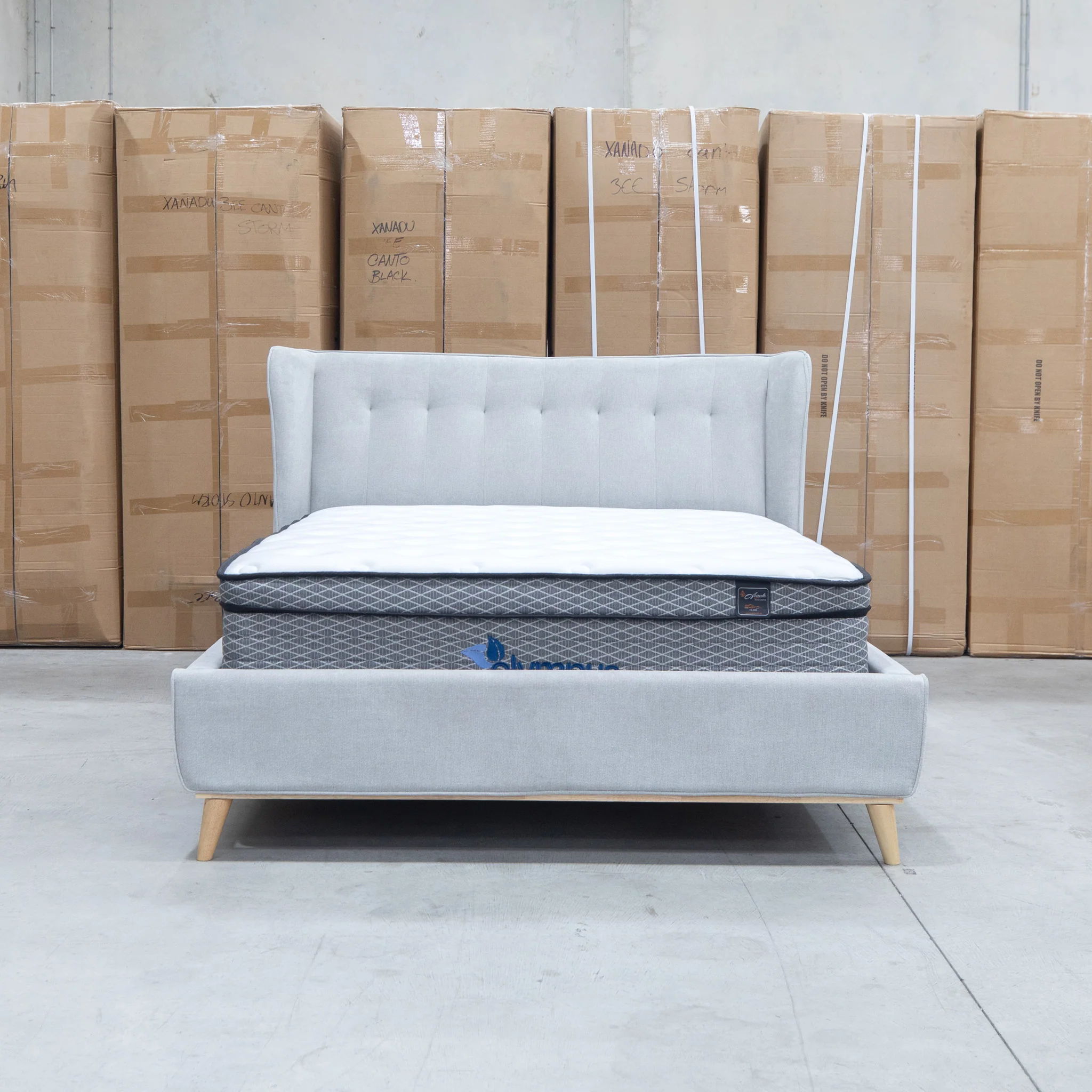 Aspen Double Upholstered Bed - Light Grey - Image 3