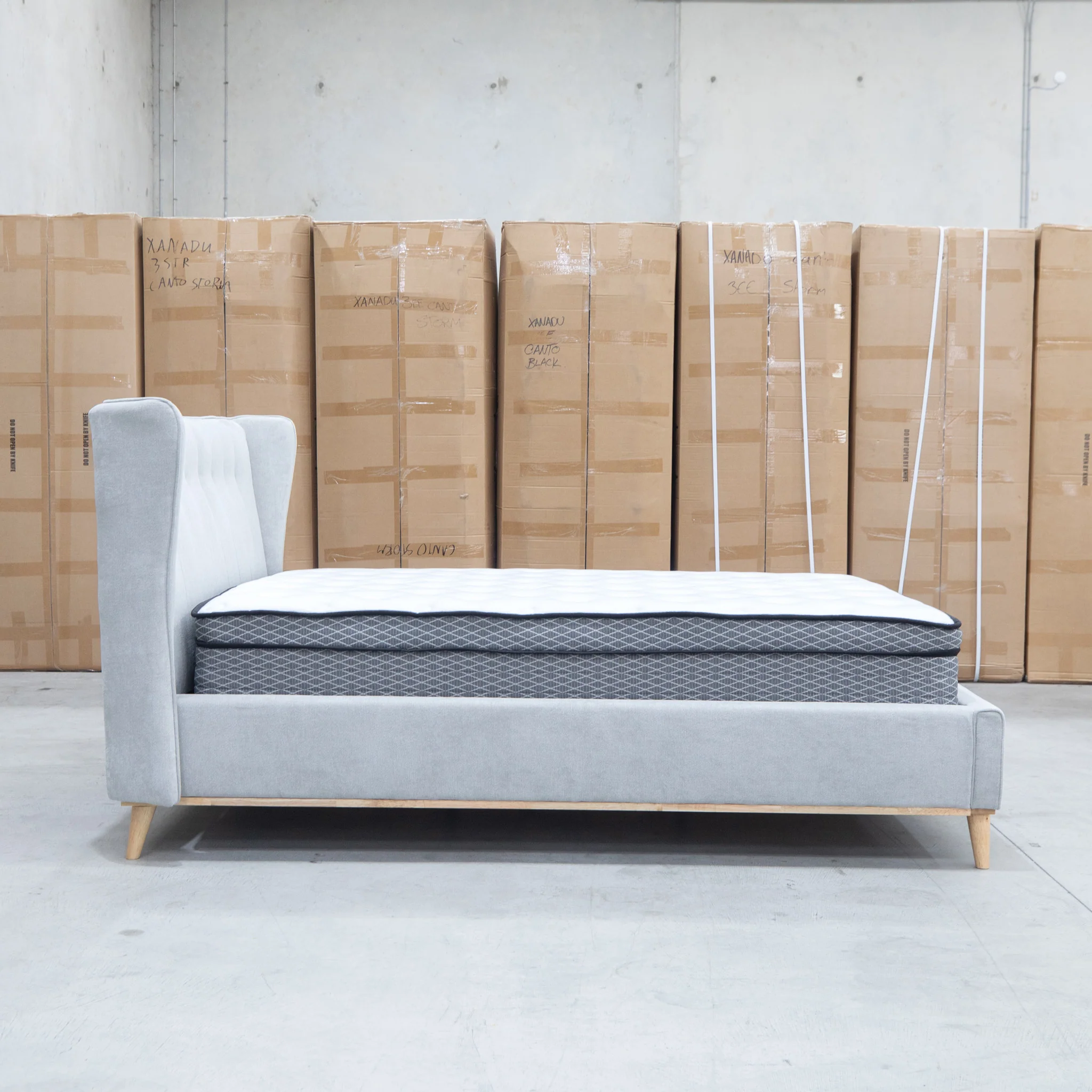 Aspen Double Upholstered Bed - Light Grey - Image 5