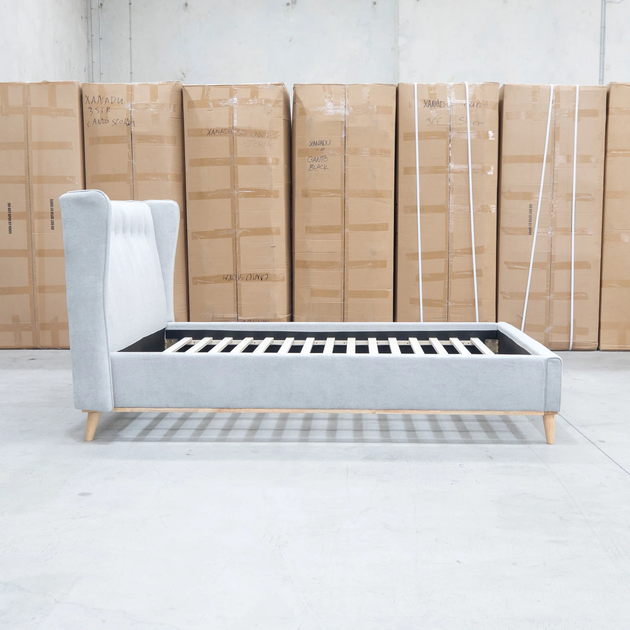 Aspen Double Upholstered Bed - Light Grey - Image 9