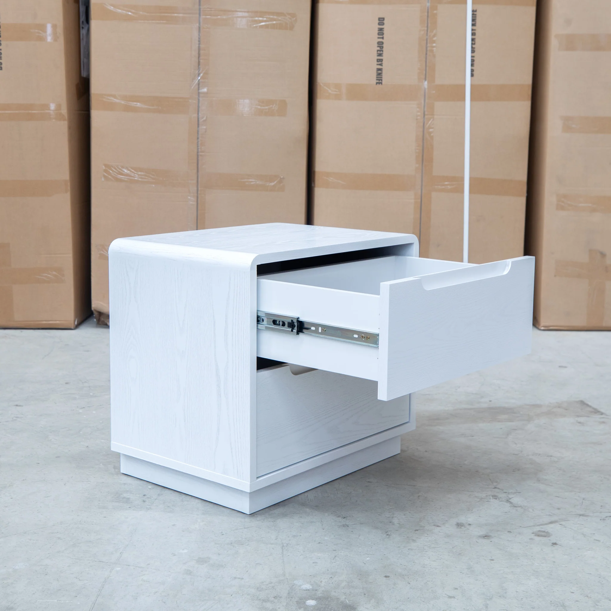 Aston Two Drawer White Ash Bedside - White - Image 5