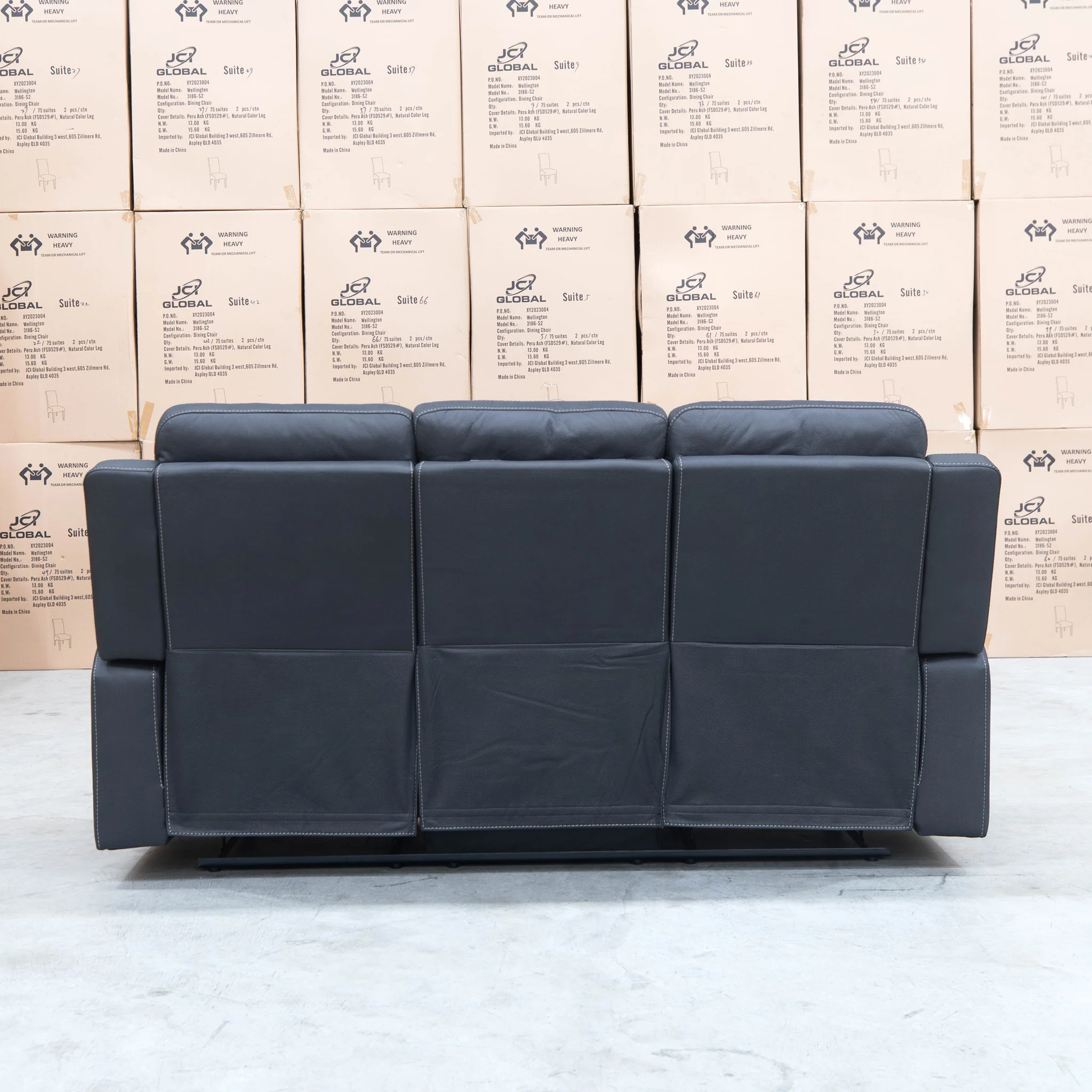 Bari Three Seat Recliner Lounge - Jet - Image 13