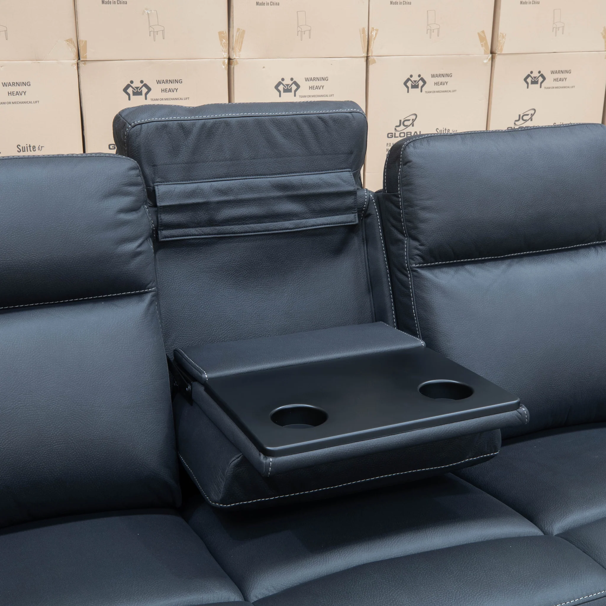 Bari Three Seat Recliner Lounge - Jet - Image 15