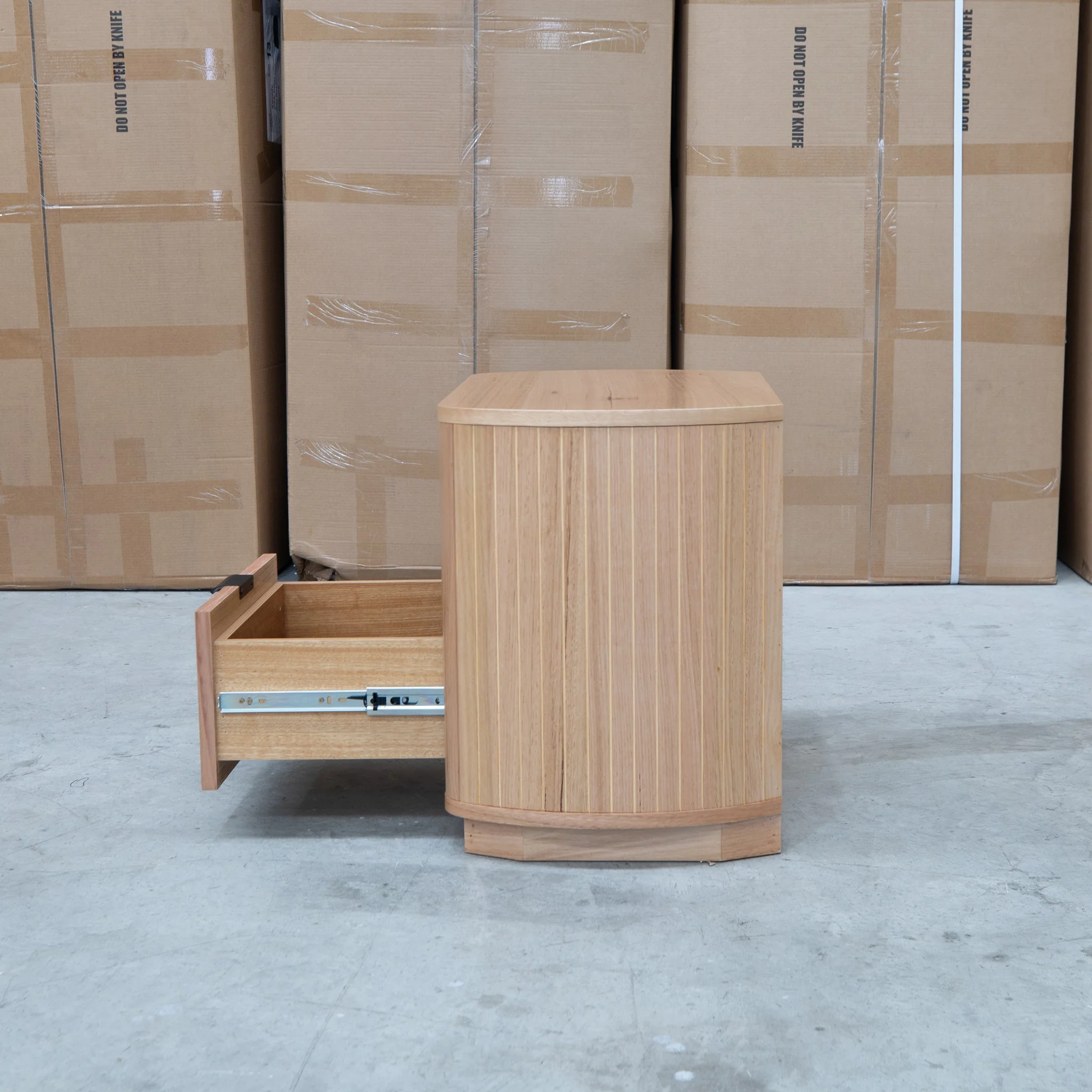 Bentley Curved Two Drawer Australian Messmate Hardwood Bedside - Image 7