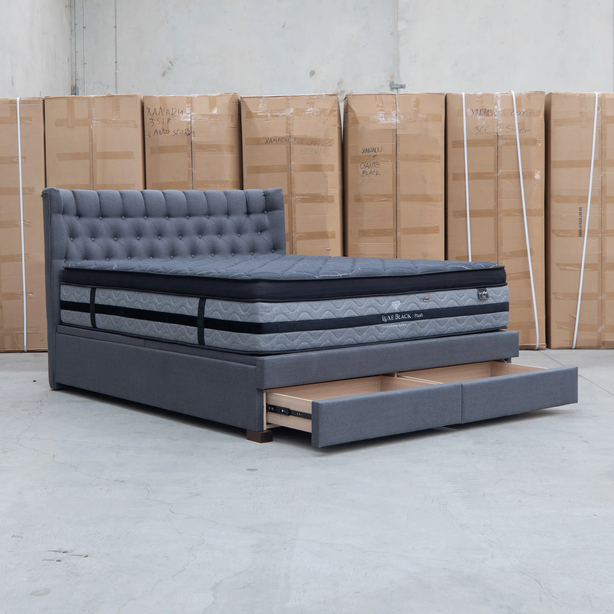 Blake King Upholstered Gas Lift Storage Bed - Charcoal - Image 21