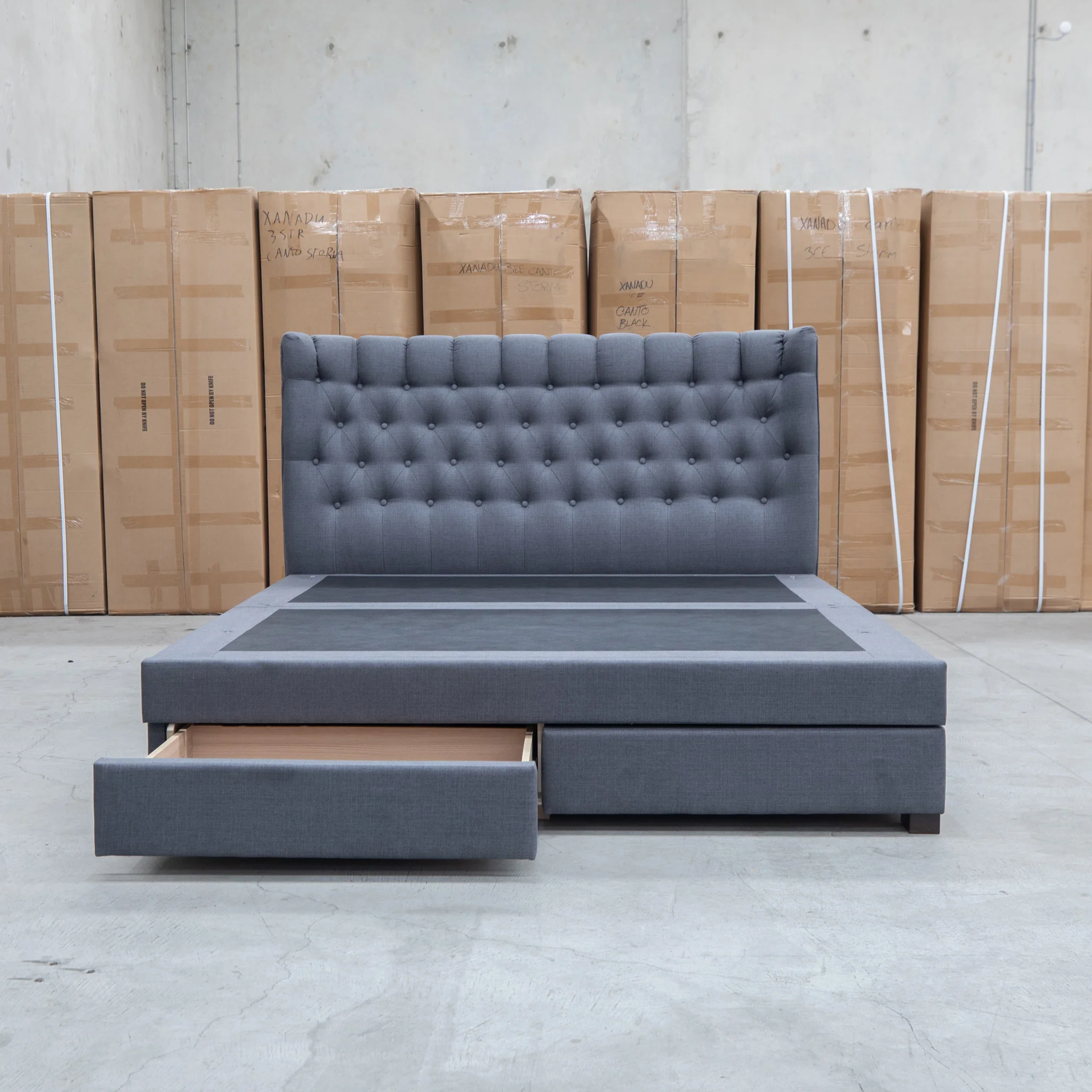 Blake King Upholstered Gas Lift Storage Bed - Charcoal - Image 5