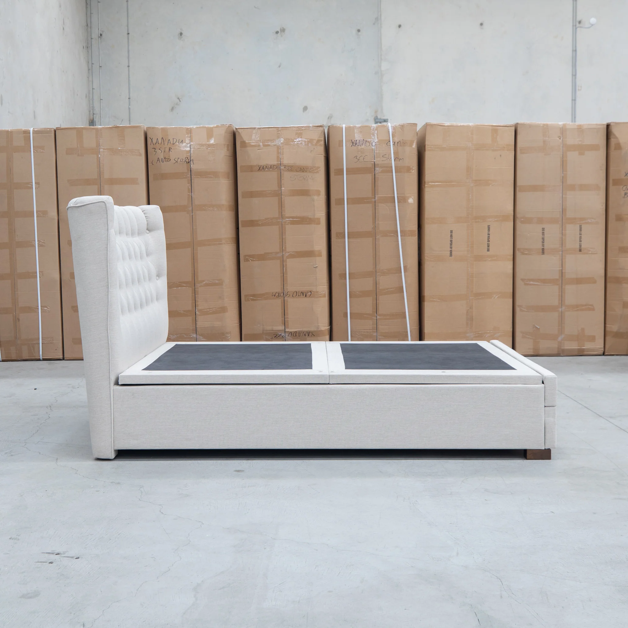 Blake King Upholstered Gas Lift Storage Bed - Oat White - Image 16