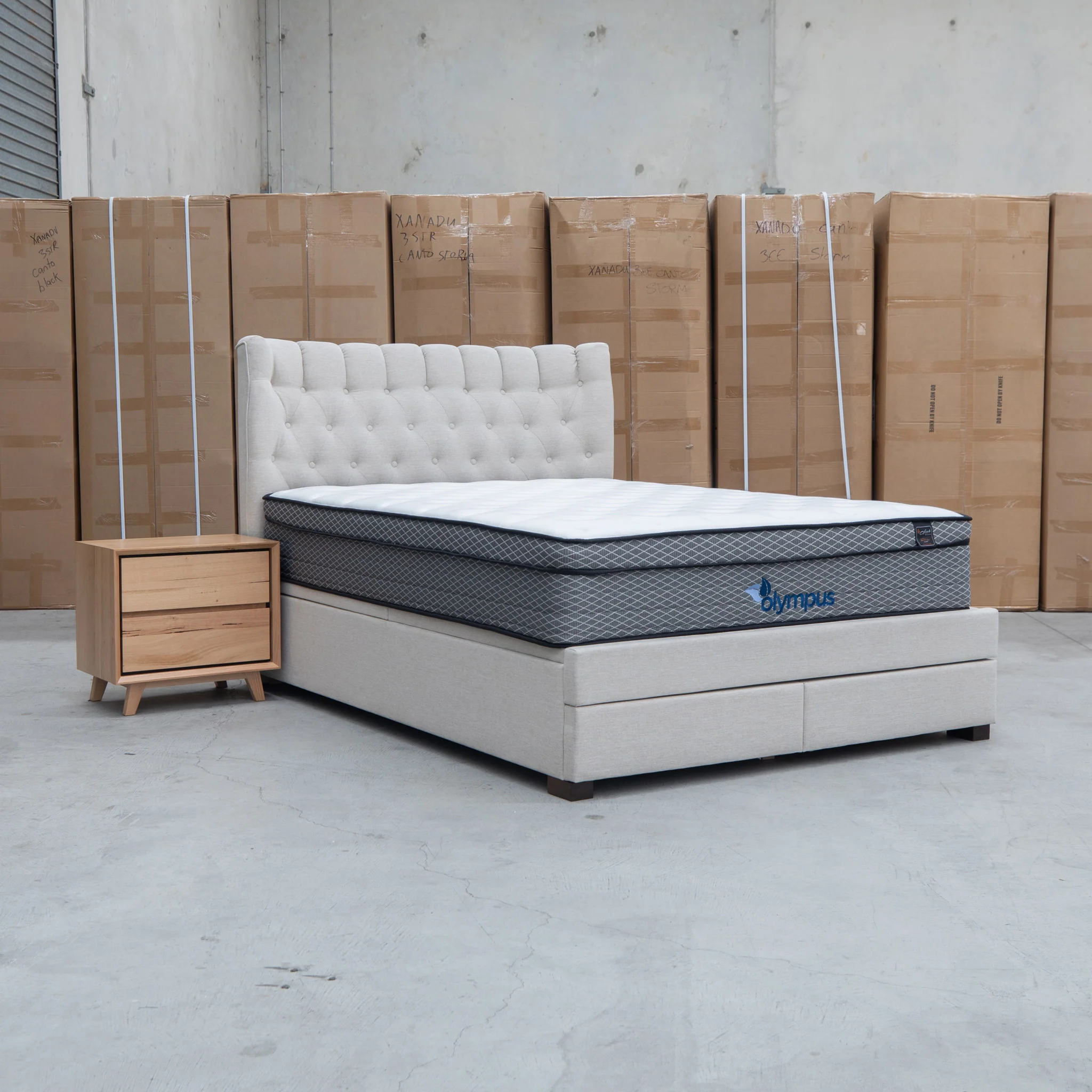 Blake King Upholstered Gas Lift Storage Bed - Oat White - Image 27