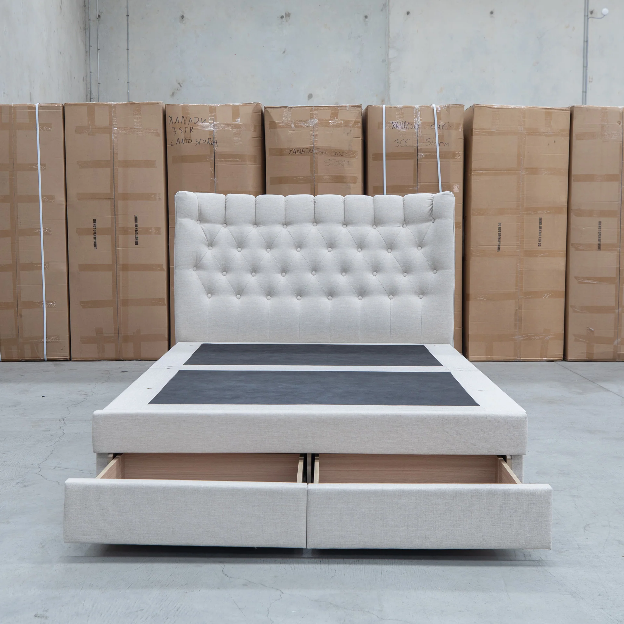 Blake King Upholstered Gas Lift Storage Bed - Oat White - Image 31