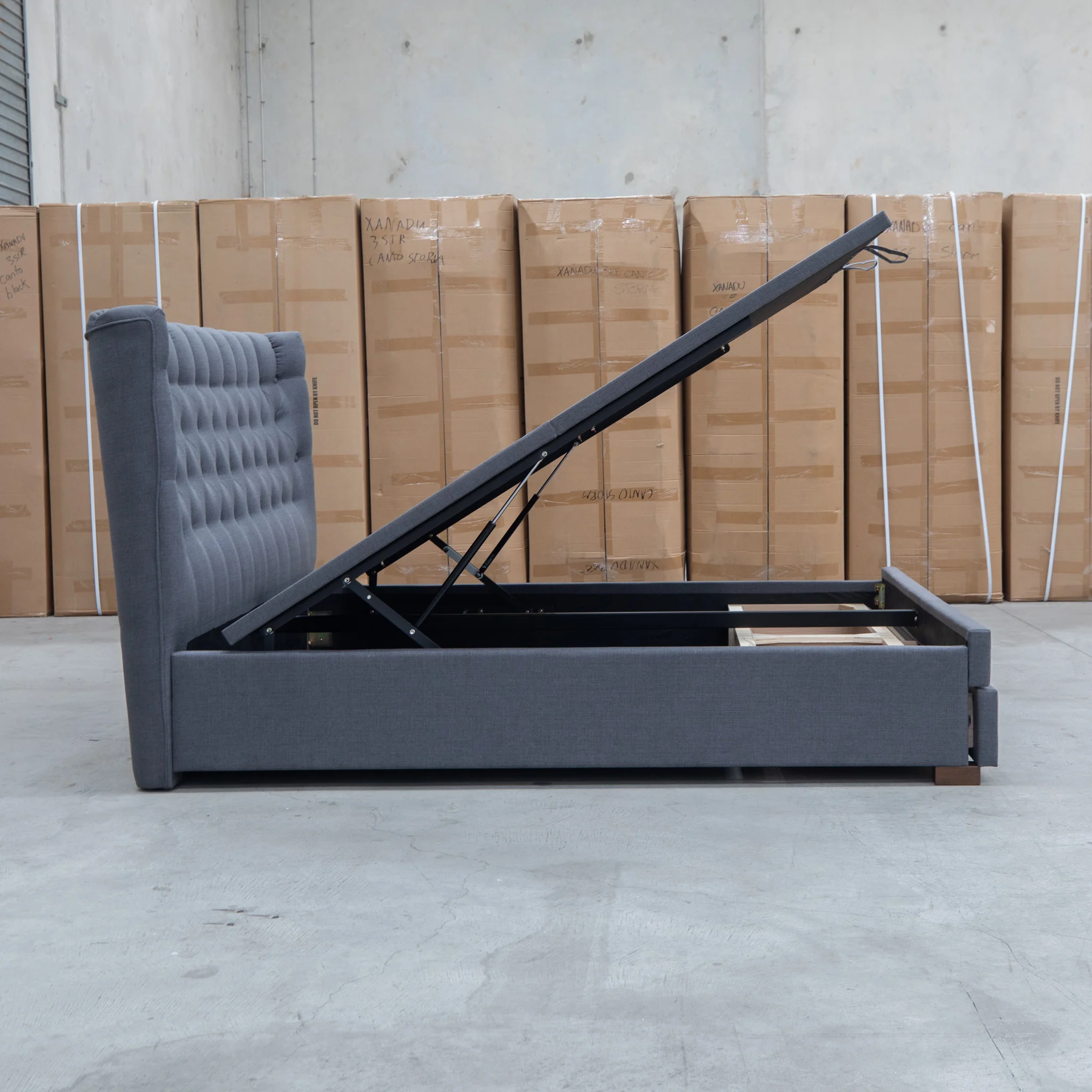 Blake Queen Upholstered Gas Lift Storage Bed - Charcoal - Image 17