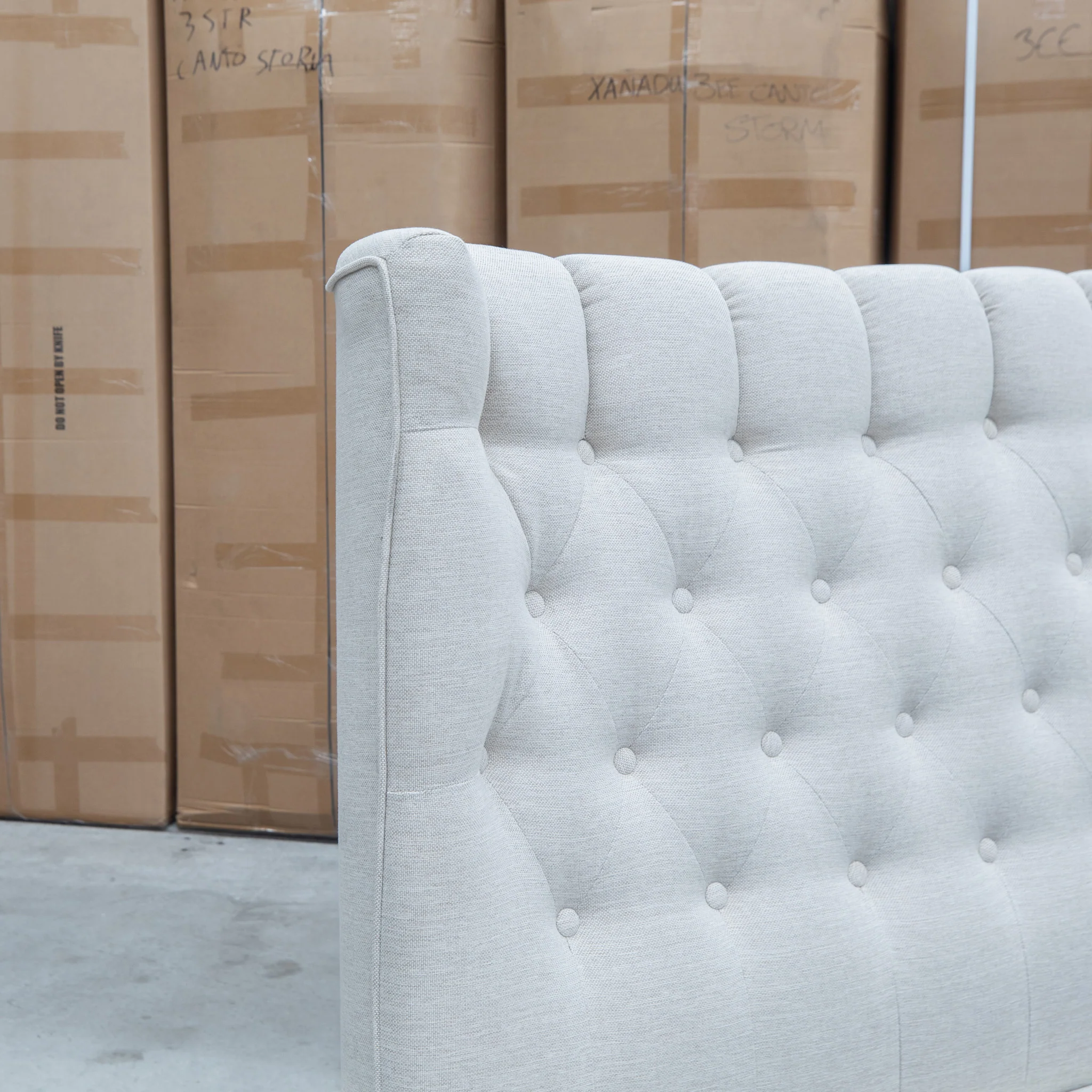Blake Queen Upholstered Gas Lift Storage Bed - Oat White - Image 15