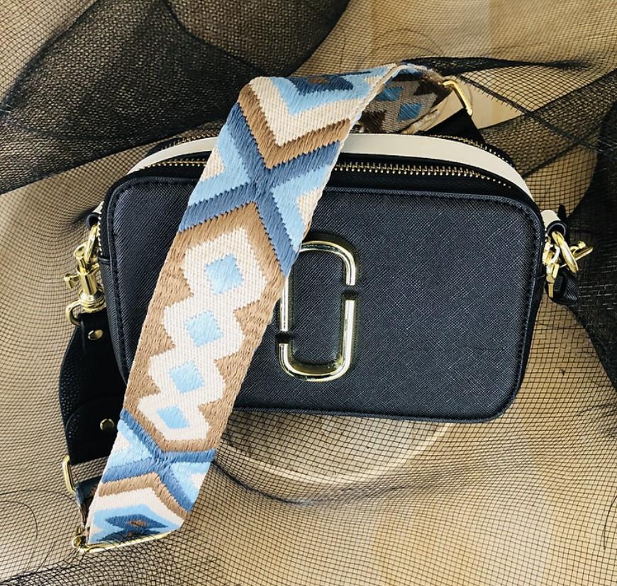 Bo Ho - Blue & Beige - Bag Strap - Silver Hardware - Image 3