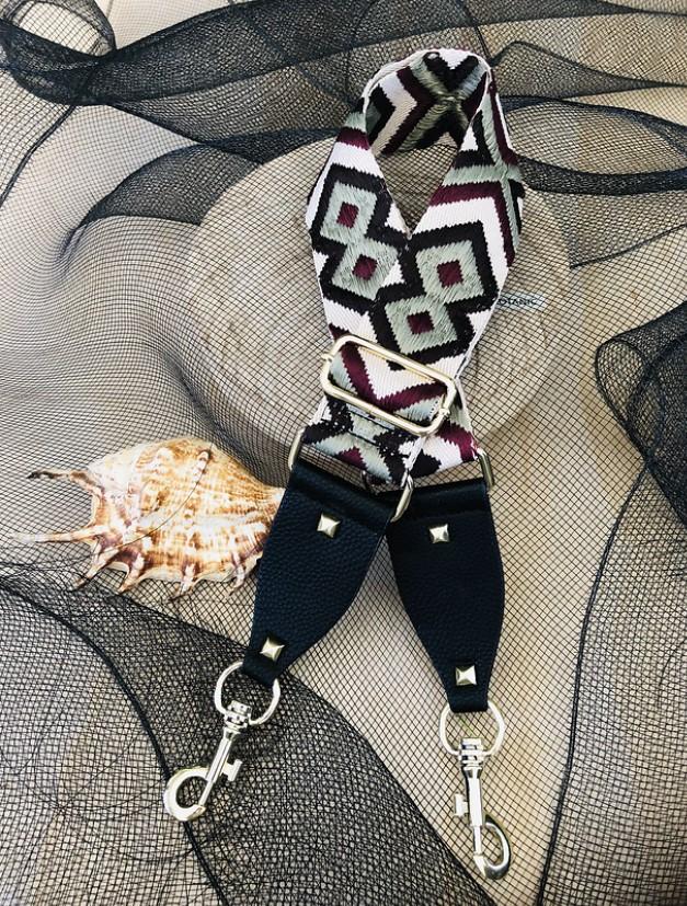 Bo Ho - Burgundy & Pale Green - Bag Strap - Silver Hardware - Image 2
