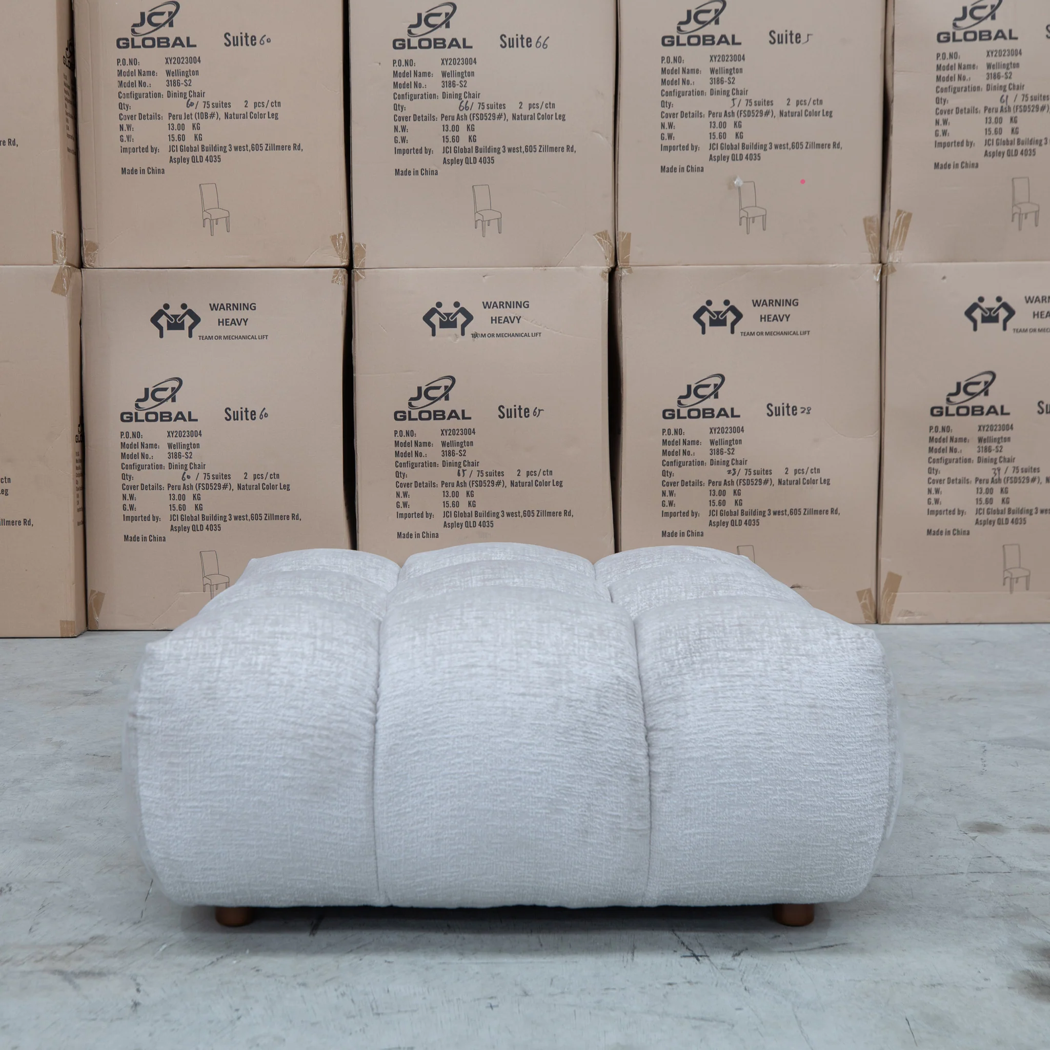 Cloud Plush Fabric Ottoman - Oat - Image 3