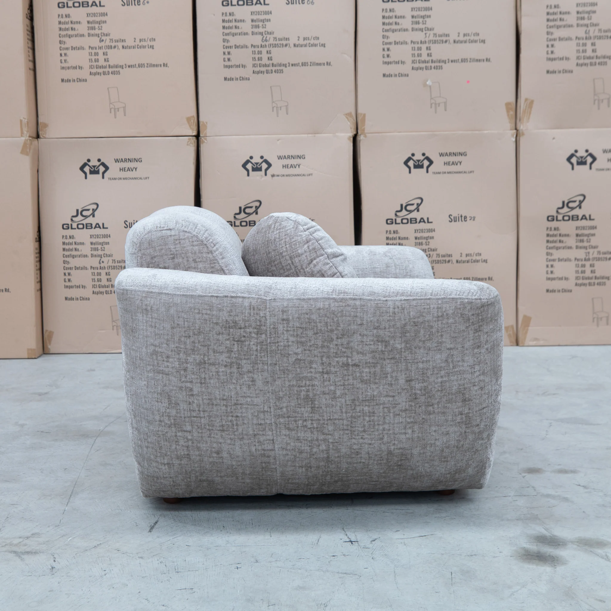Cloud Plush Fabric Single Armchair - Bark - Image 3