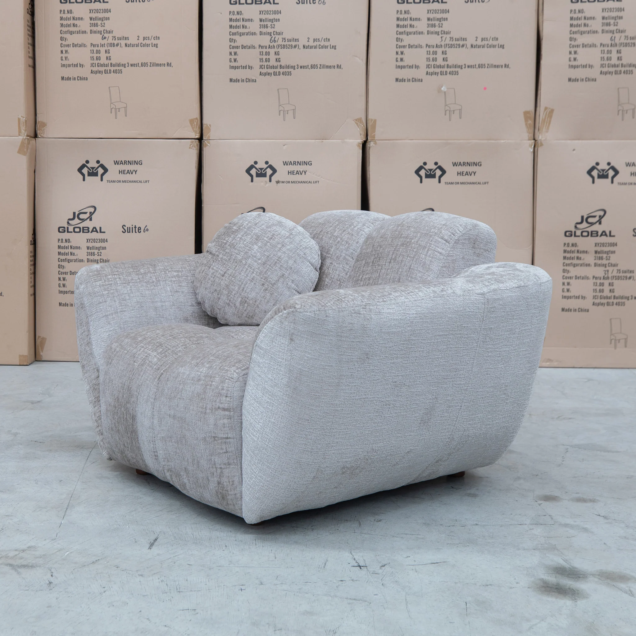 Cloud Plush Fabric Single Armchair - Bark - Image 4