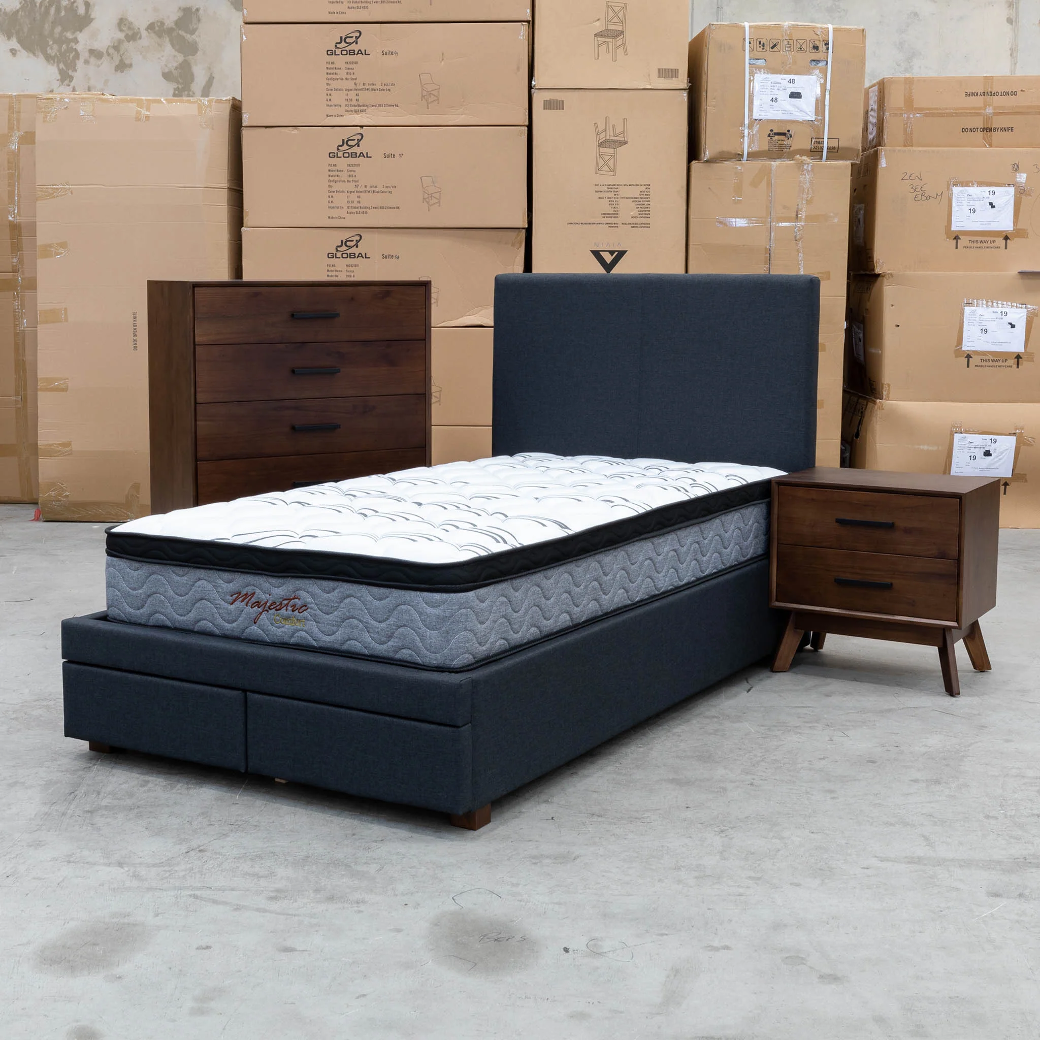 Cooper King Single Fabric Storage Bed - Charcoal - Available After 13th March - Image 4