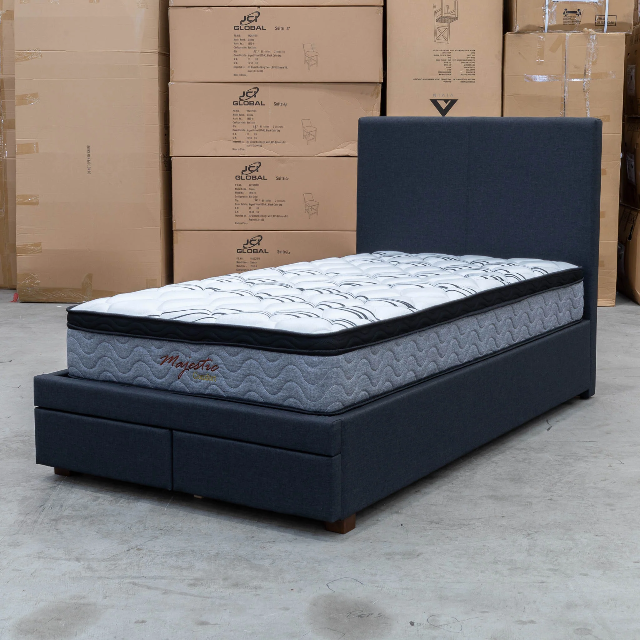 Cooper King Single Fabric Storage Bed - Charcoal - Available After 13th March - Image 5