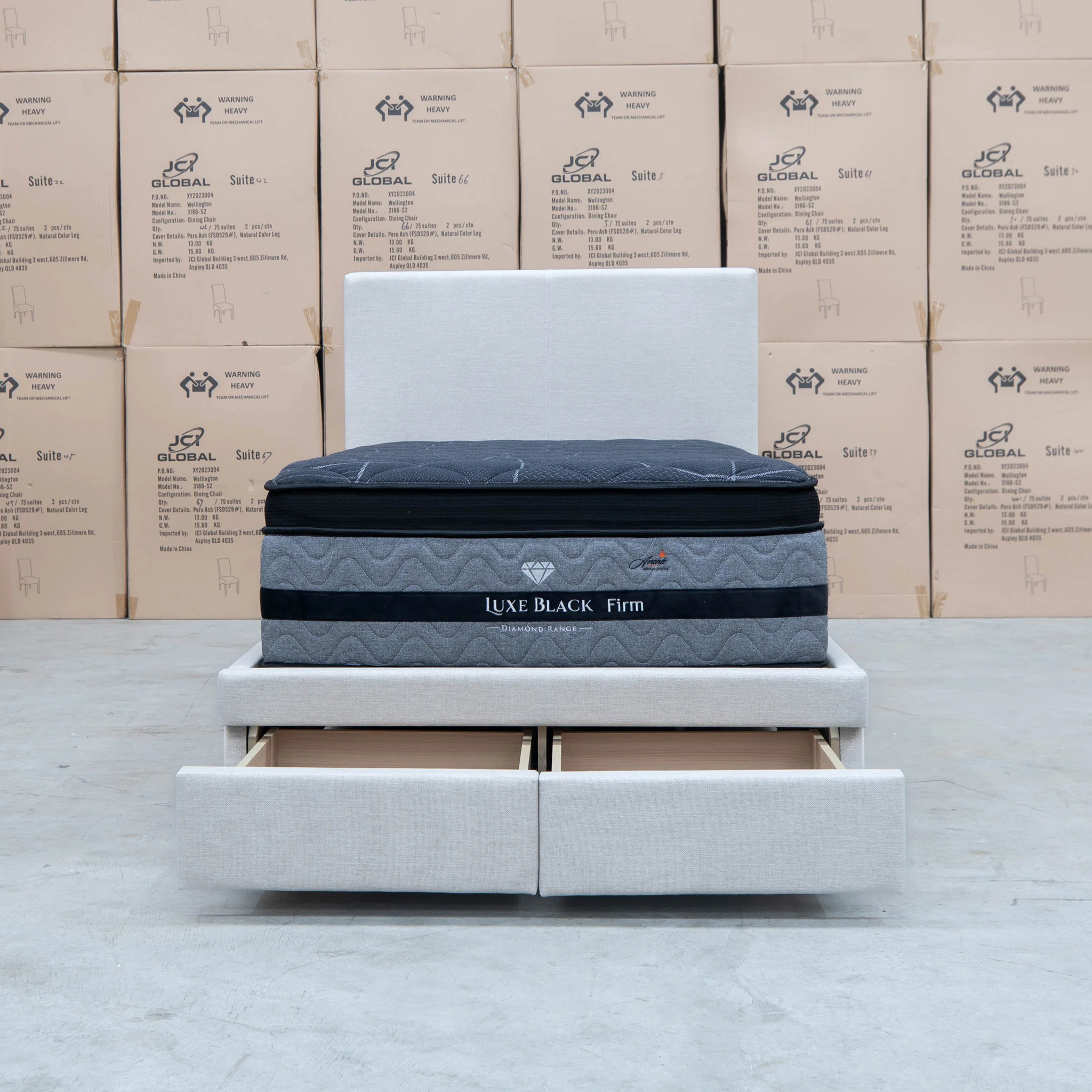 Cooper King Single Fabric Storage Bed - Oat White - Available After 13th March - Image 12