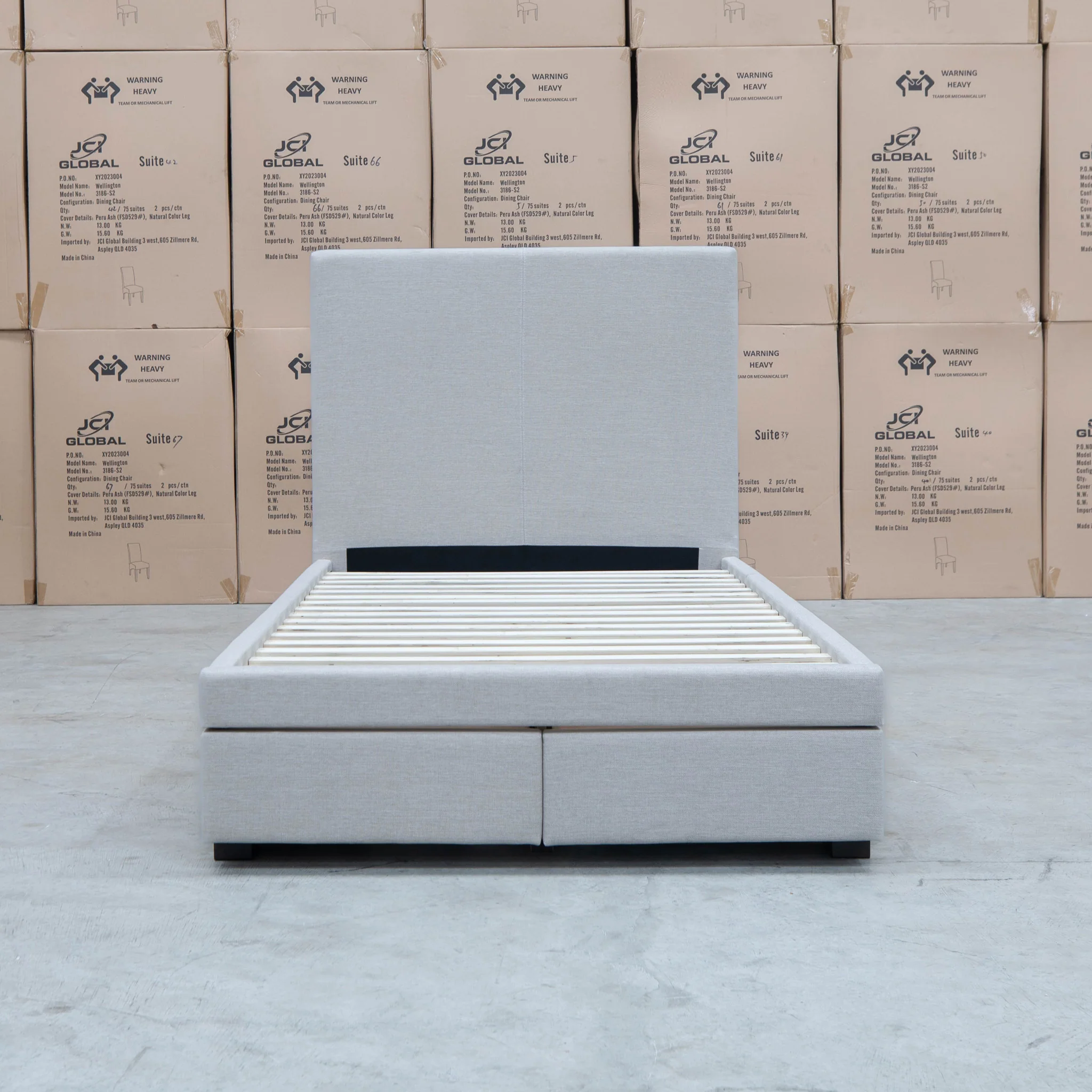 Cooper King Single Fabric Storage Bed - Oat White - Available After 13th March - Image 3