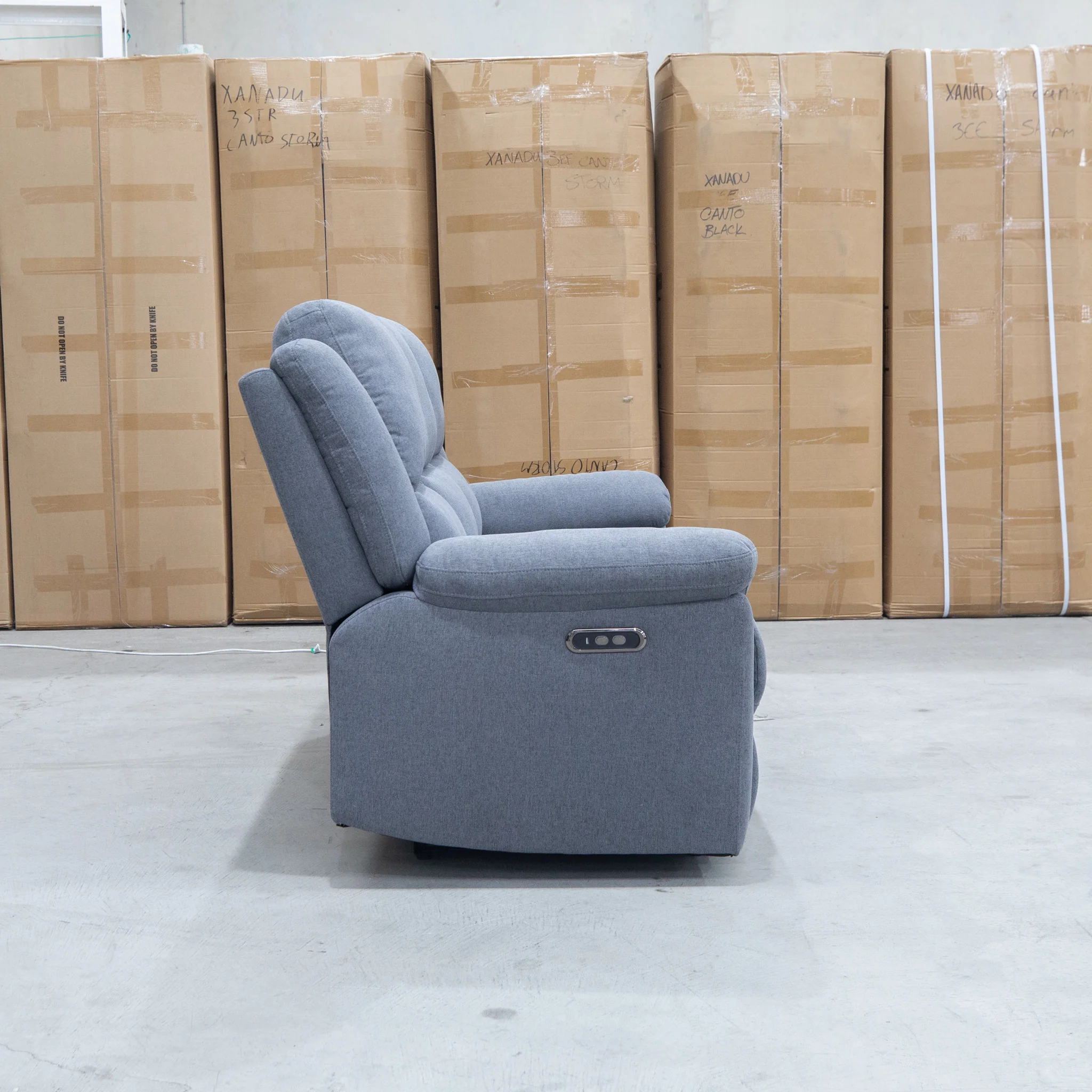 Coral Three Seat Electric Reclining Lounge - Slate - Image 9