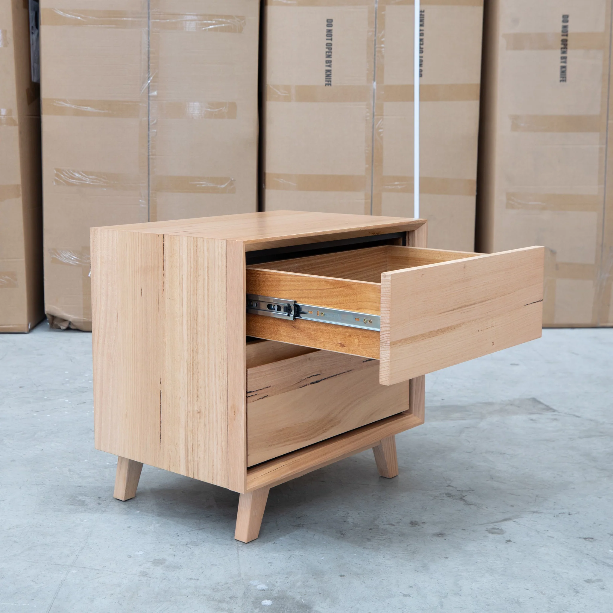 Dayton Two Drawer Australian Messmate Hardwood Bedside - Image 4